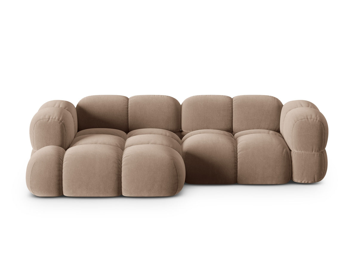 Loretto Velour Ecksofa links 3 Sitzer 147cm in Dark Beige-Vogue präsentiert im Onlineshop von KAQTU Design AG. L-Sofa links ist von Cosmopolitan Design