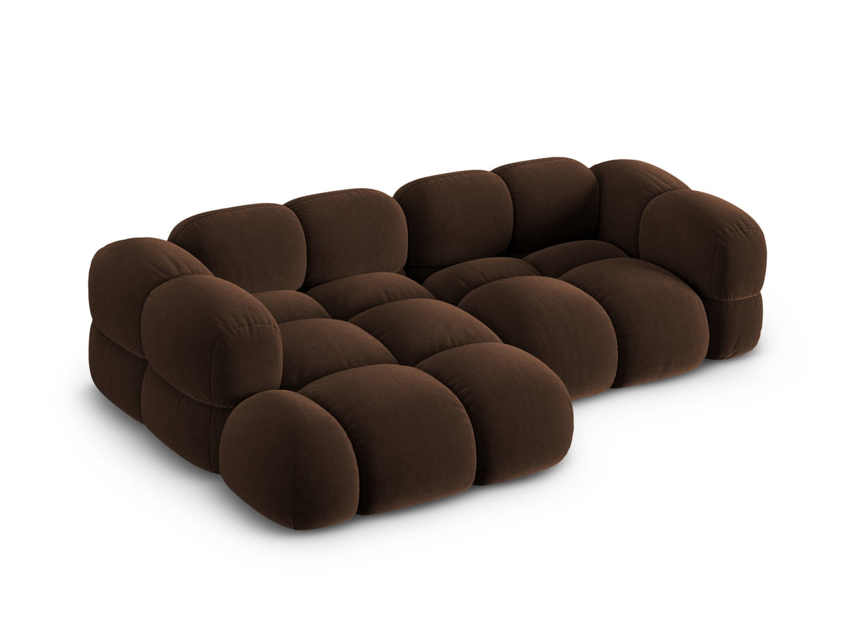Loretto Velour Ecksofa links 3 Sitzer 147cm in Chocolate-Vogue präsentiert im Onlineshop von KAQTU Design AG. L-Sofa links ist von Cosmopolitan Design