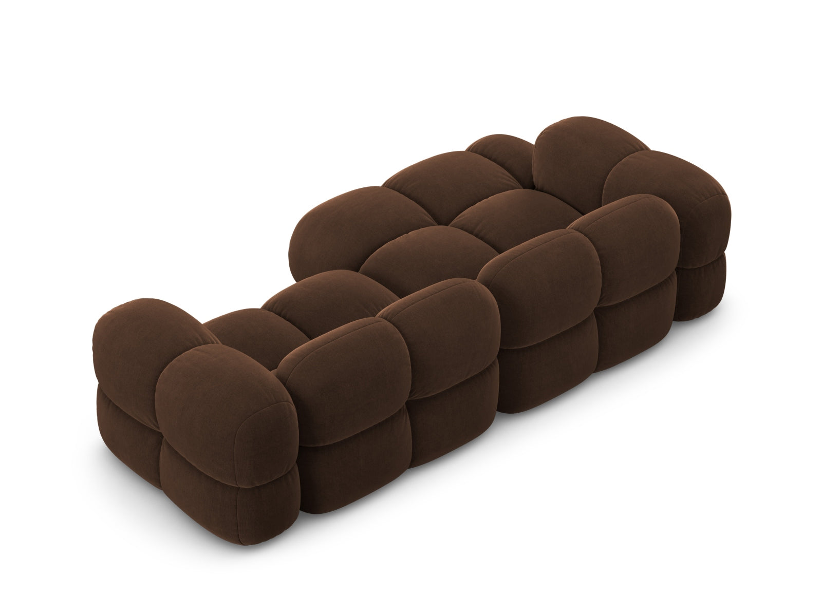 Stilvolles Loretto Velour Ecksofa links, 3-Sitzer in edlem Chocolate-Vogue, perfekt für moderne und gemütliche Wohnambiente.