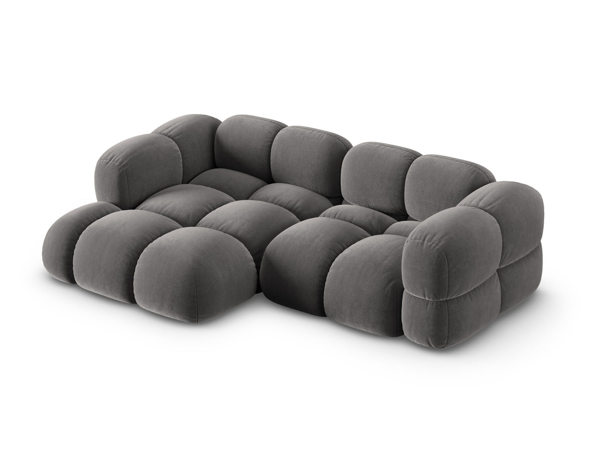 Loretto Velour Ecksofa links 3 Sitzer 147cm in Grey-Vogue präsentiert im Onlineshop von KAQTU Design AG. L-Sofa links ist von Cosmopolitan Design