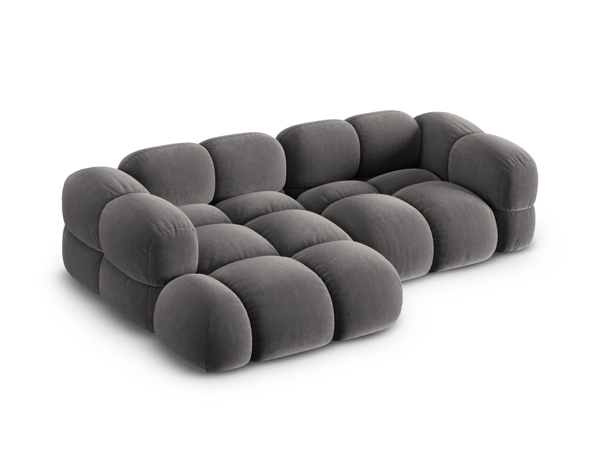 Loretto Velour Ecksofa links 3 Sitzer 147cm in Grey-Vogue präsentiert im Onlineshop von KAQTU Design AG. L-Sofa links ist von Cosmopolitan Design