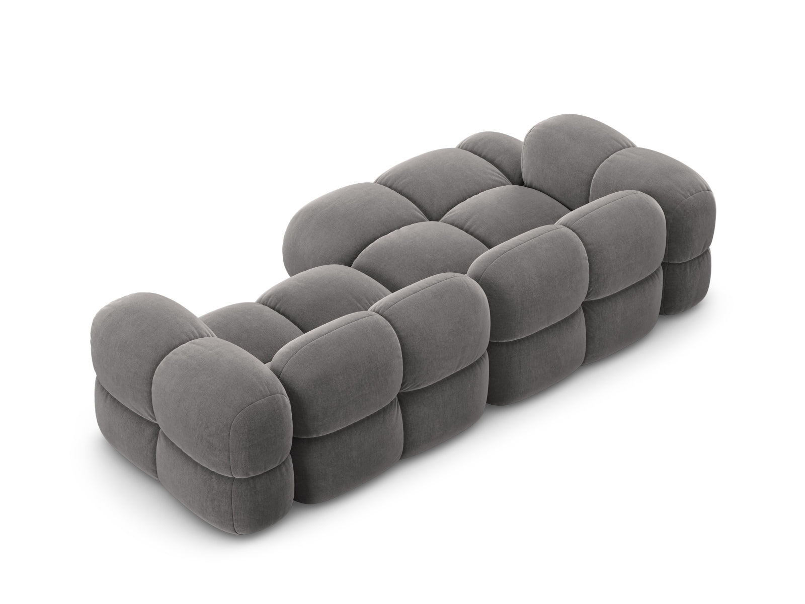 Modernes Loretto Velour Ecksofa links, 3-Sitzer mit 147 cm, in zeitlosem Grau, perfekt für gemütliche Abende und stilvolle Einrichtung.