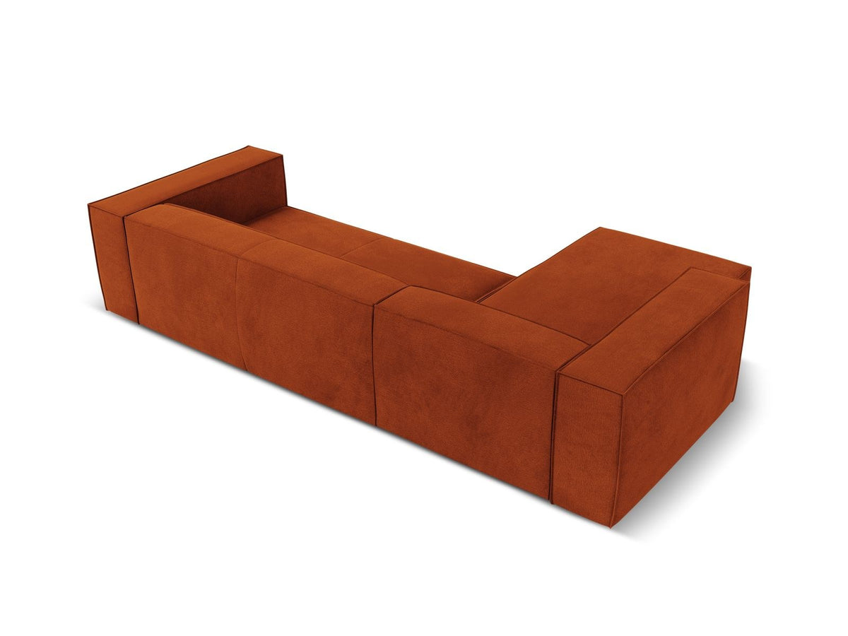 Ecksofa links Turin von Cosmopolitan Design in Light Beige-Rosario, Chenille-Bezug, Buchenholzbeine, 5 Sitzplätze, Récamiere-Form.