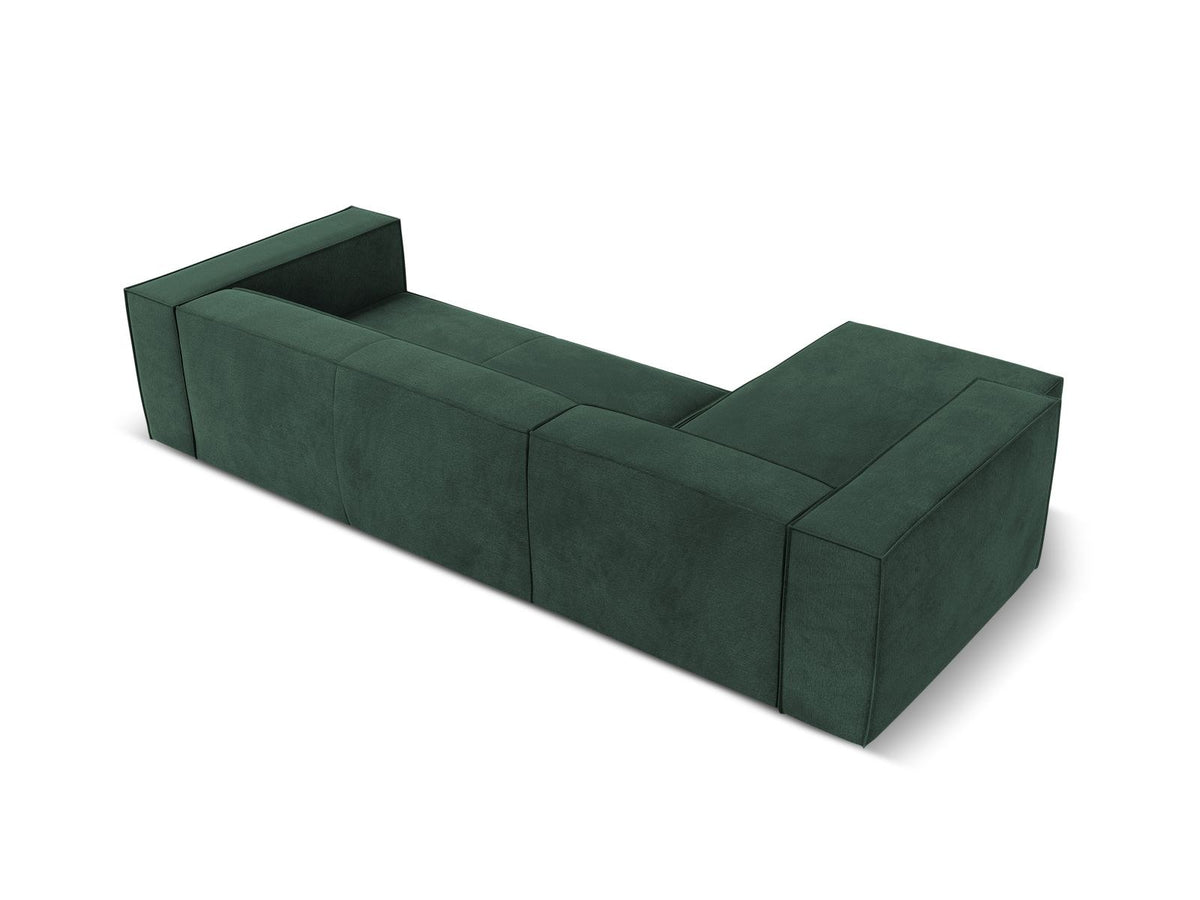 Ecksofa links Turin von Cosmopolitan Design in Light Beige-Rosario, Chenille-Bezug, Buchenholzbeine, 5 Sitzplätze, Récamiere-Form.