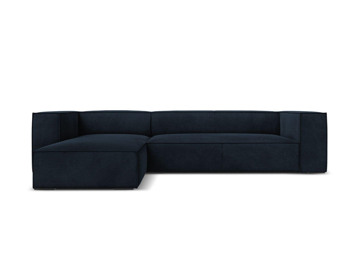 Ecksofa links Turin von Cosmopolitan Design in Light Beige-Rosario, Chenille-Bezug, Buchenholzbeine, 5 Sitzplätze, Récamiere-Form.