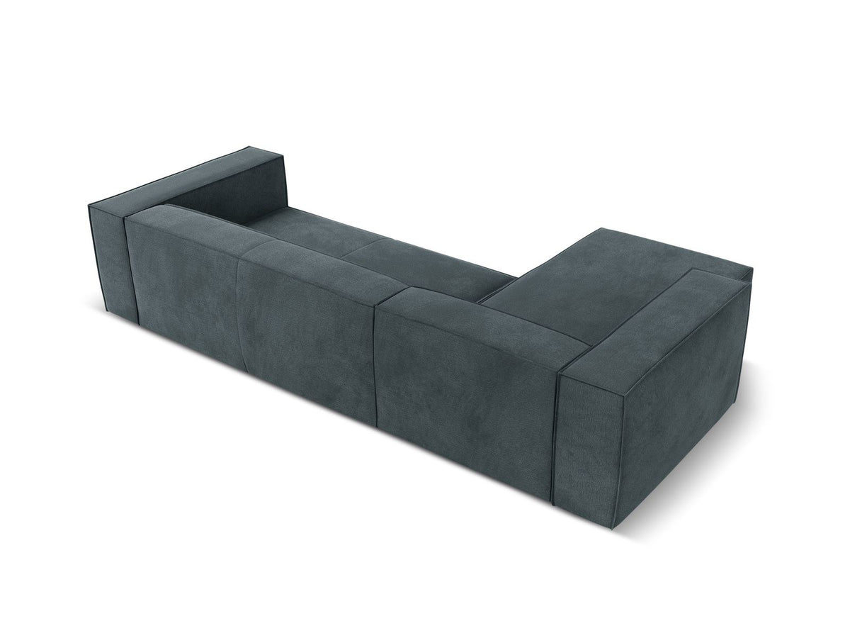 Ecksofa links Turin von Cosmopolitan Design in Light Beige-Rosario, Chenille-Bezug, Buchenholzbeine, 5 Sitzplätze, Récamiere-Form.