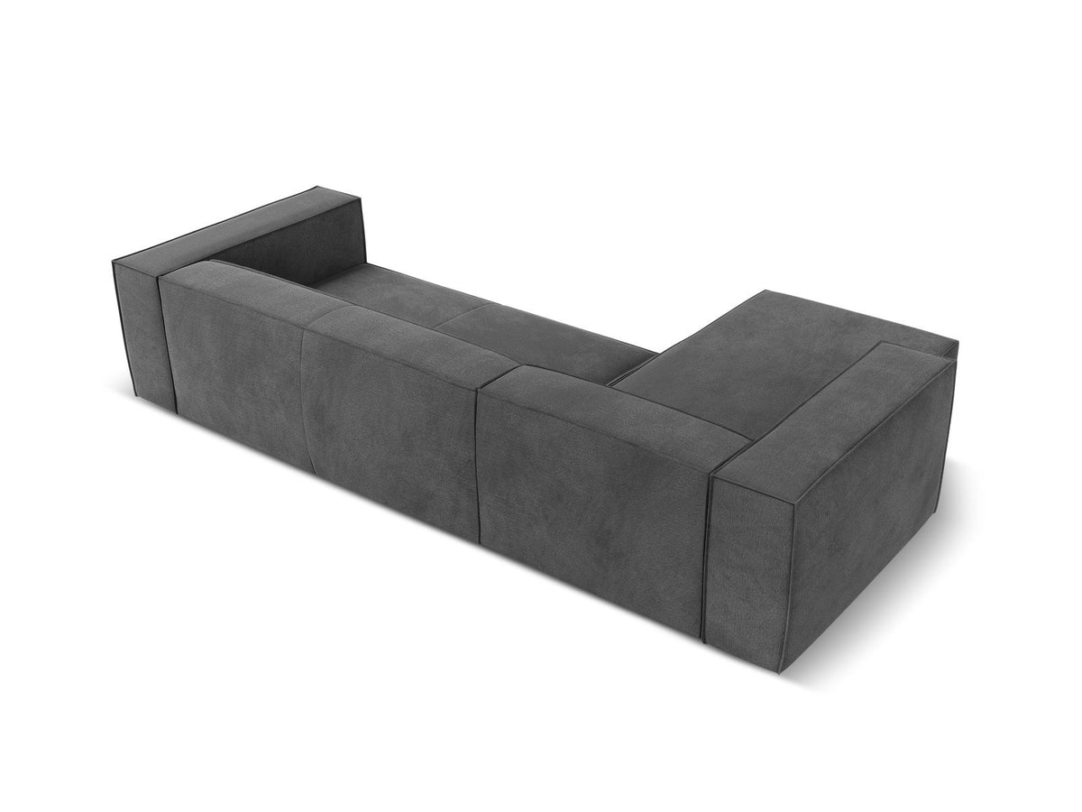 Ecksofa links Turin von Cosmopolitan Design in Light Beige-Rosario, Chenille-Bezug, Buchenholzbeine, 5 Sitzplätze, Récamiere-Form.