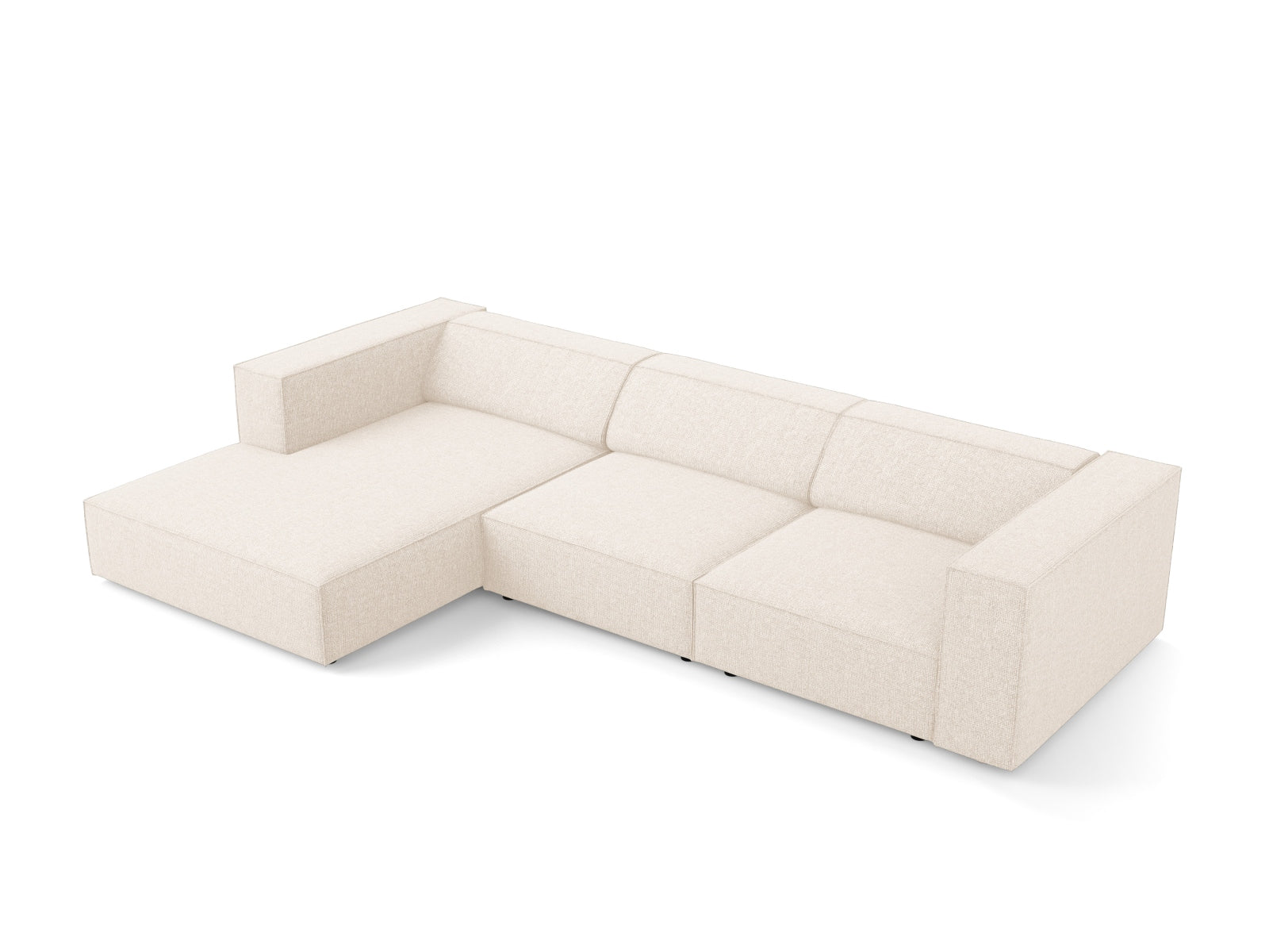 Elegantes Arendal Ecksofa links in zartem Beige, ideal für stilvolle Wohnräume. 4-Sitzer von Cosmopolitan Design für komfortable Gemütlichkeit.
