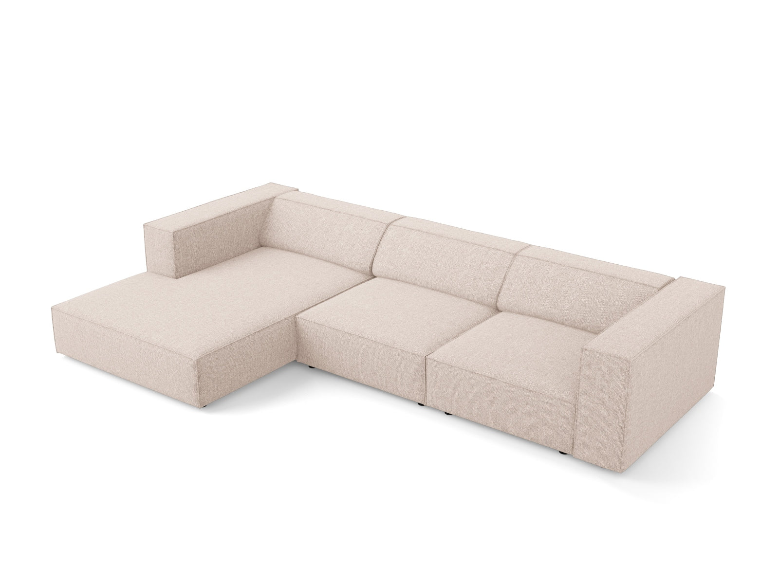 Beige L-Sofa Arendal, 4-Sitzer von Cosmopolitan Design, stilvolles Ecksofa für modernes Wohnen, ideal für gesellige Abende und Entspannung.