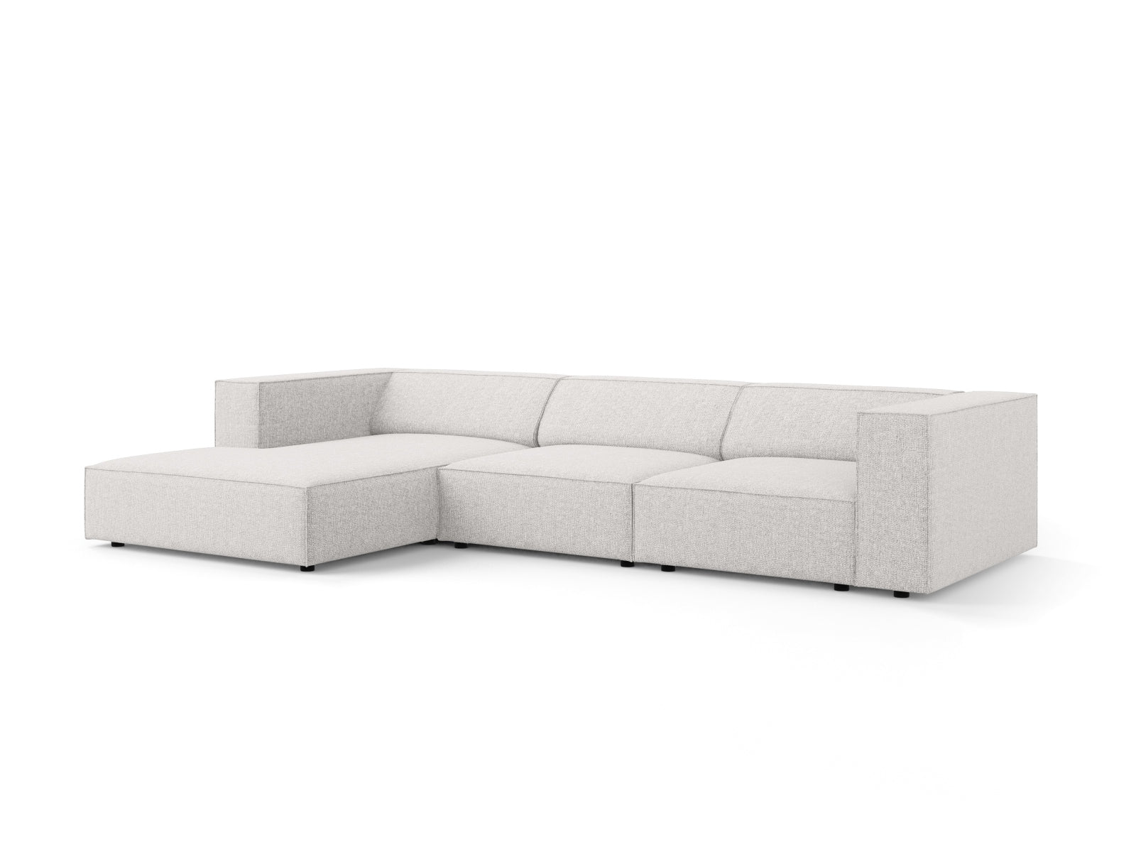 Stylisches Arendal Ecksofa links in hellem Grau, ideal für moderne Wohnräume. Komfortables 4-Sitzer Design von Cosmopolitan Design.