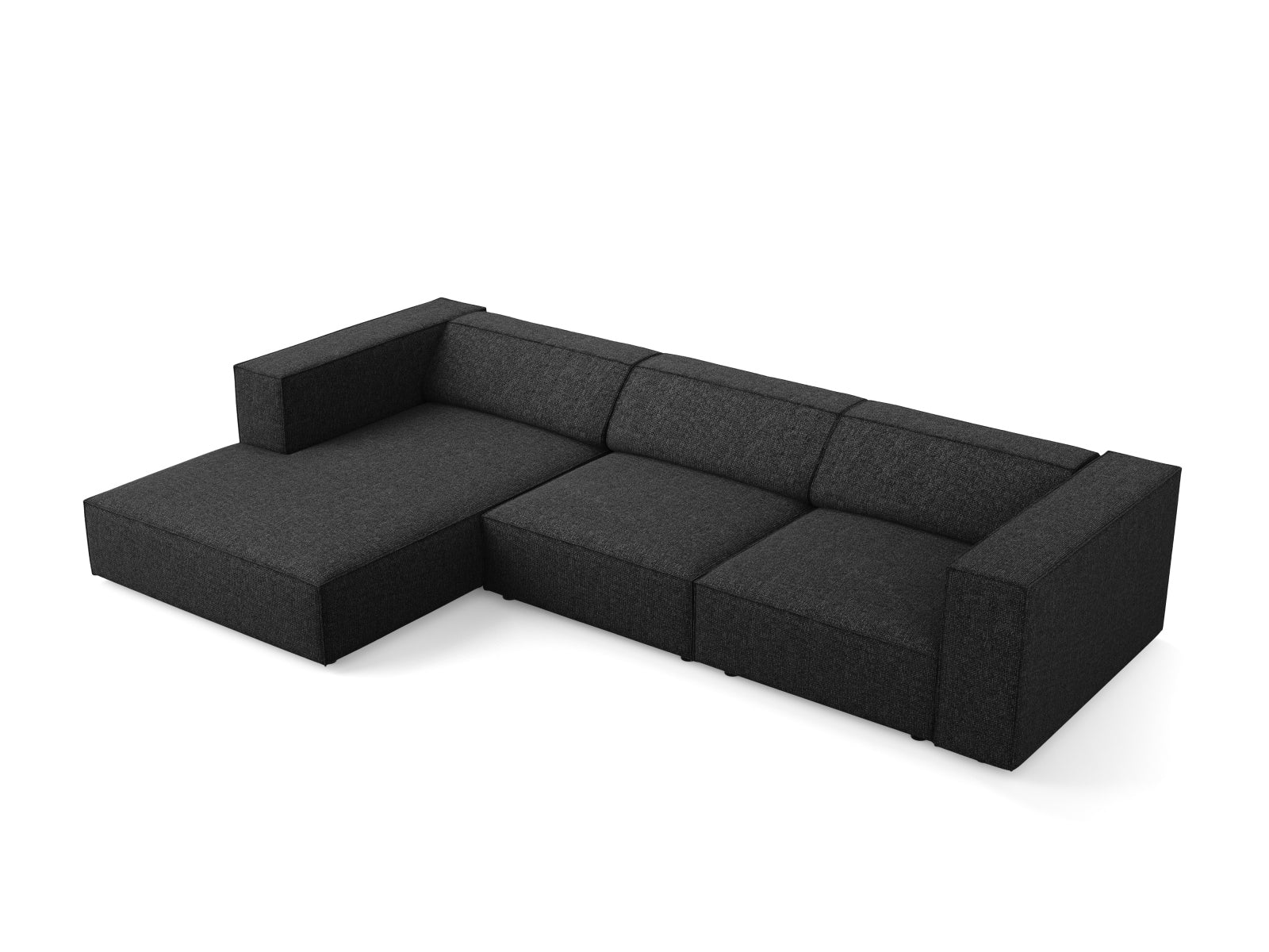 Elegantes Arendal L-Sofa für 4 Personen in klassischem Schwarz, ideal für entspannte Abende und stilvolle Einrichtung.