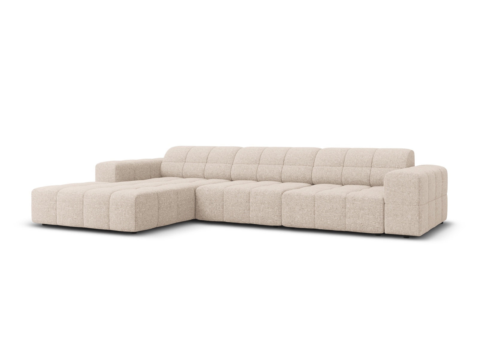 Beige Chicago Ecksofa links 4 Sitzer 166cm von Cosmopolitan Design, stilvolles L-Sofa für modernen Wohnraum, elegant und komfortabel.