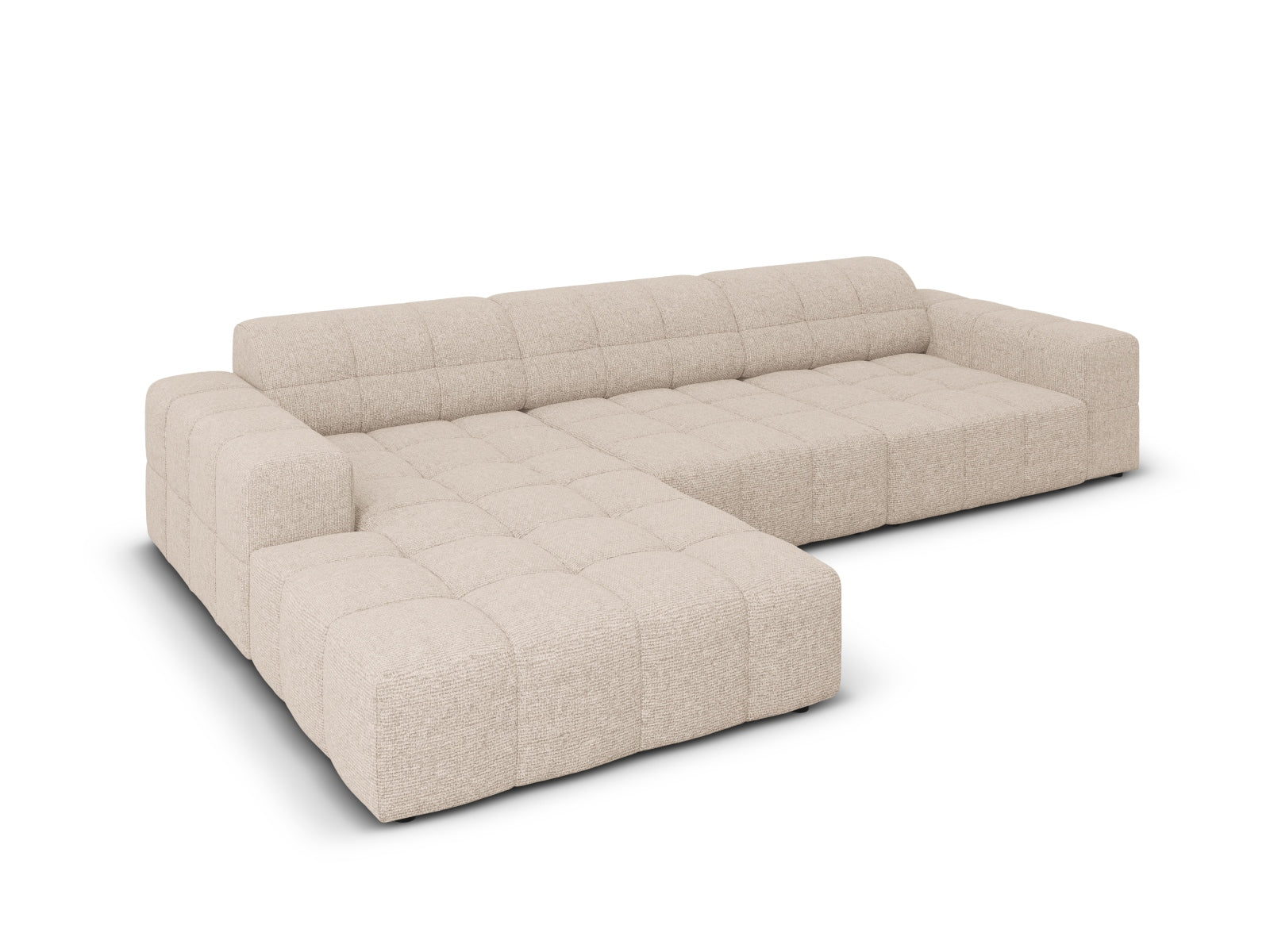 Beige L-Sofa Chicago, 4-Sitzer, 166cm, von Cosmopolitan Design, ideal für stilvolle Wohnräume, vereint Eleganz und Gemütlichkeit.