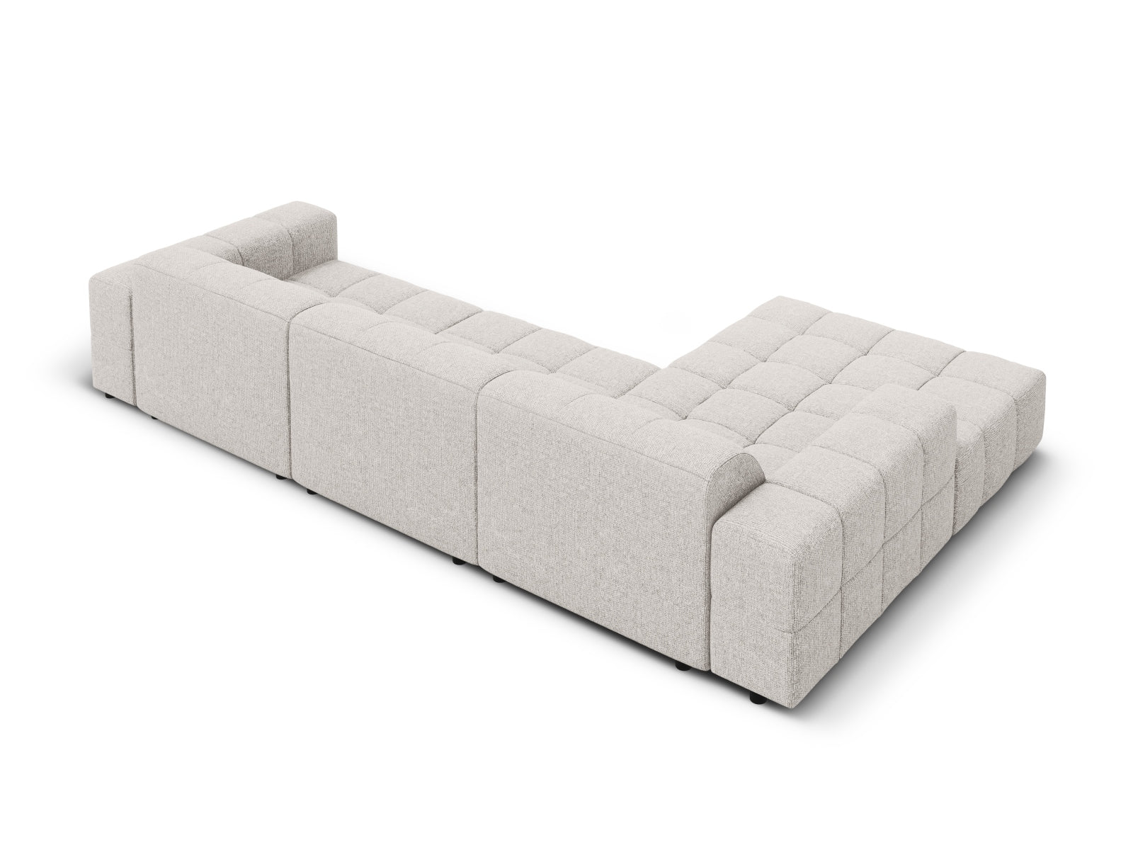 Modernes Chicago Ecksofa links, 4-Sitzer in stilvollem Grau, ideal für einladende Wohnräume, erhältlich bei Cosmopolitan Design.