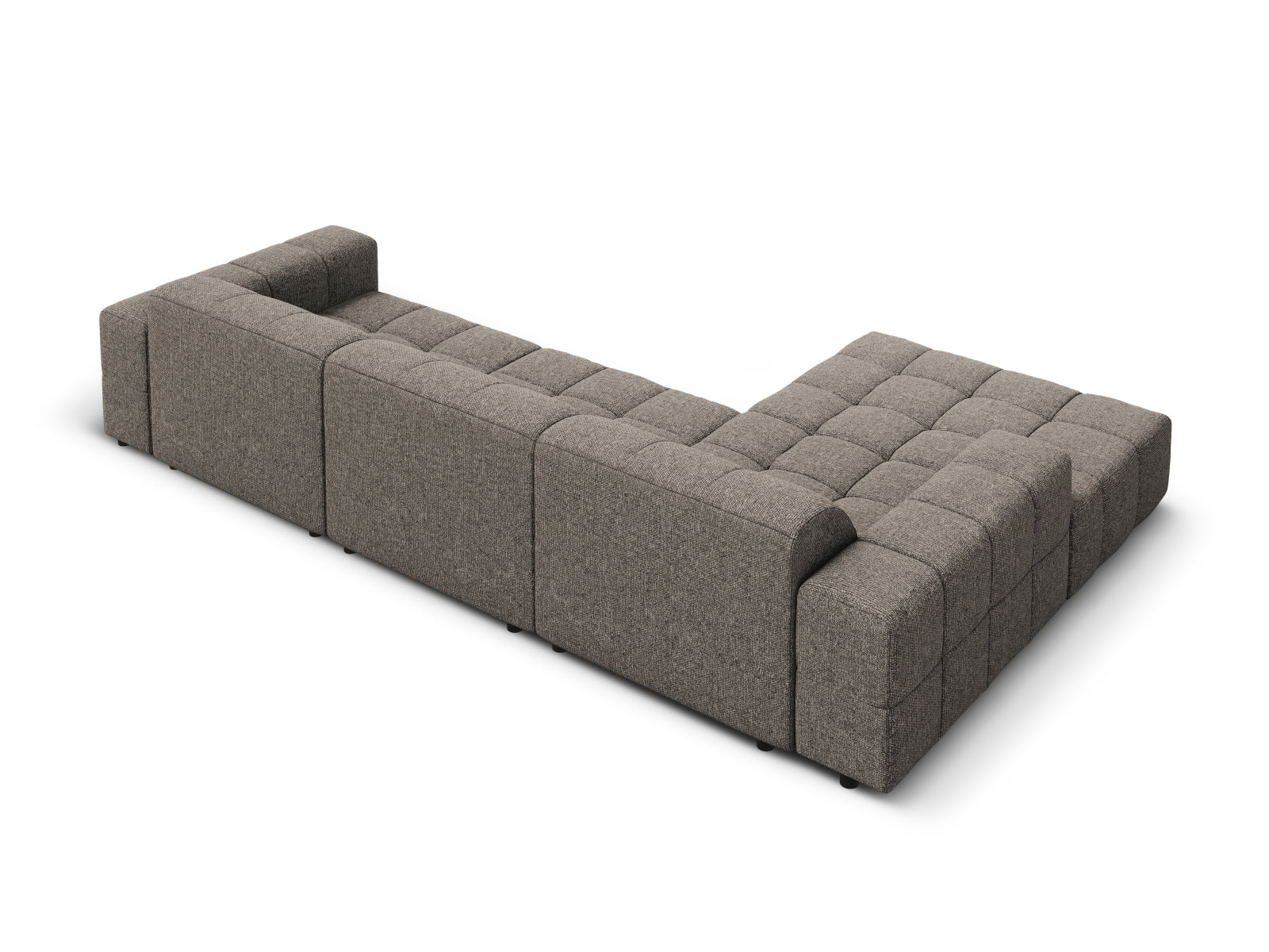 Modernes 4-Sitzer Chicago Ecksofa links in stilvollem Grau, ideal für gemütliche Wohnräume, erhältlich bei Cosmopolitan Design.