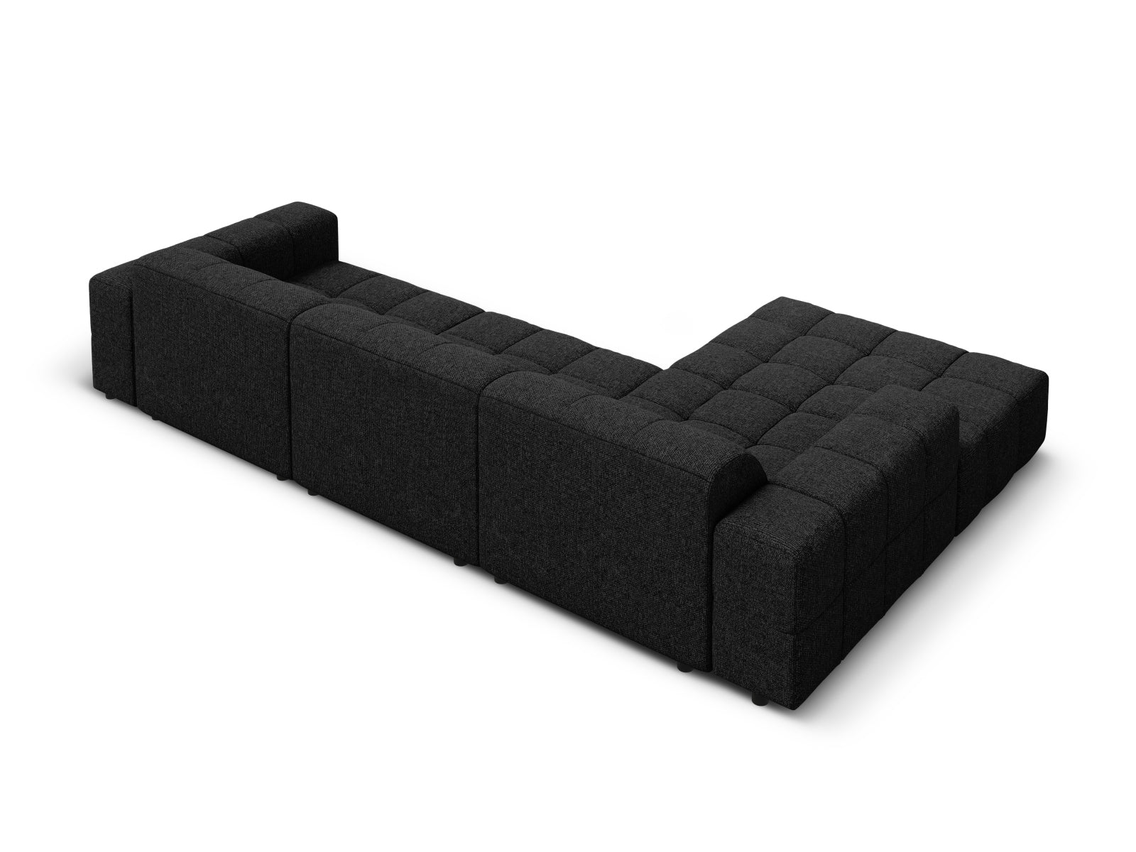 Elegantes Chicago Ecksofa links, 4-Sitzer, 166 cm, in zeitlosem Schwarz-Haga, ideal für ein modernes Wohnambiente.