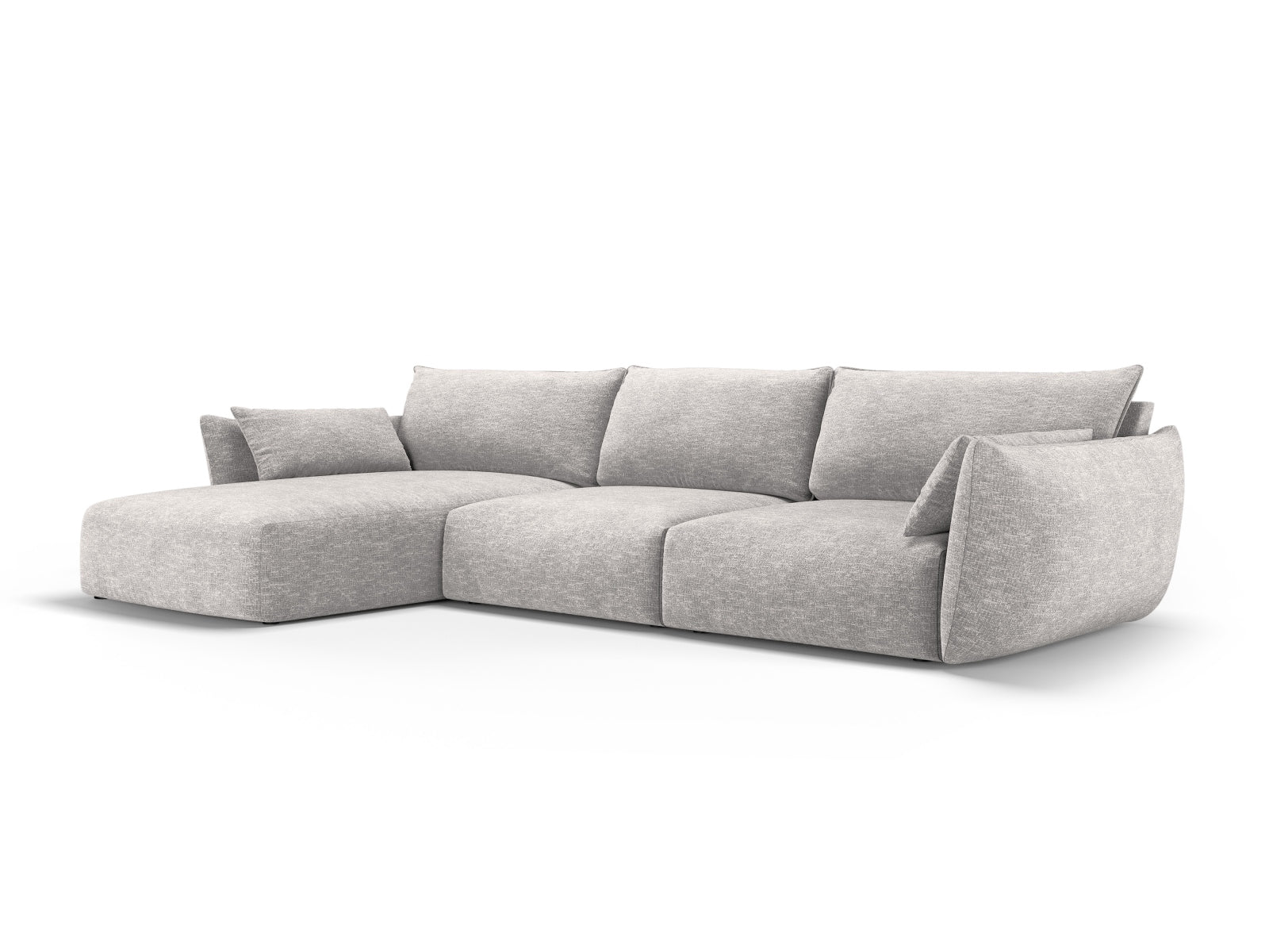 Stylisches 4-Sitzer Ecksofa links Matera in hellem Grau, ideal für moderne Wohnräume, präsentiert von Cosmopolitan Design.