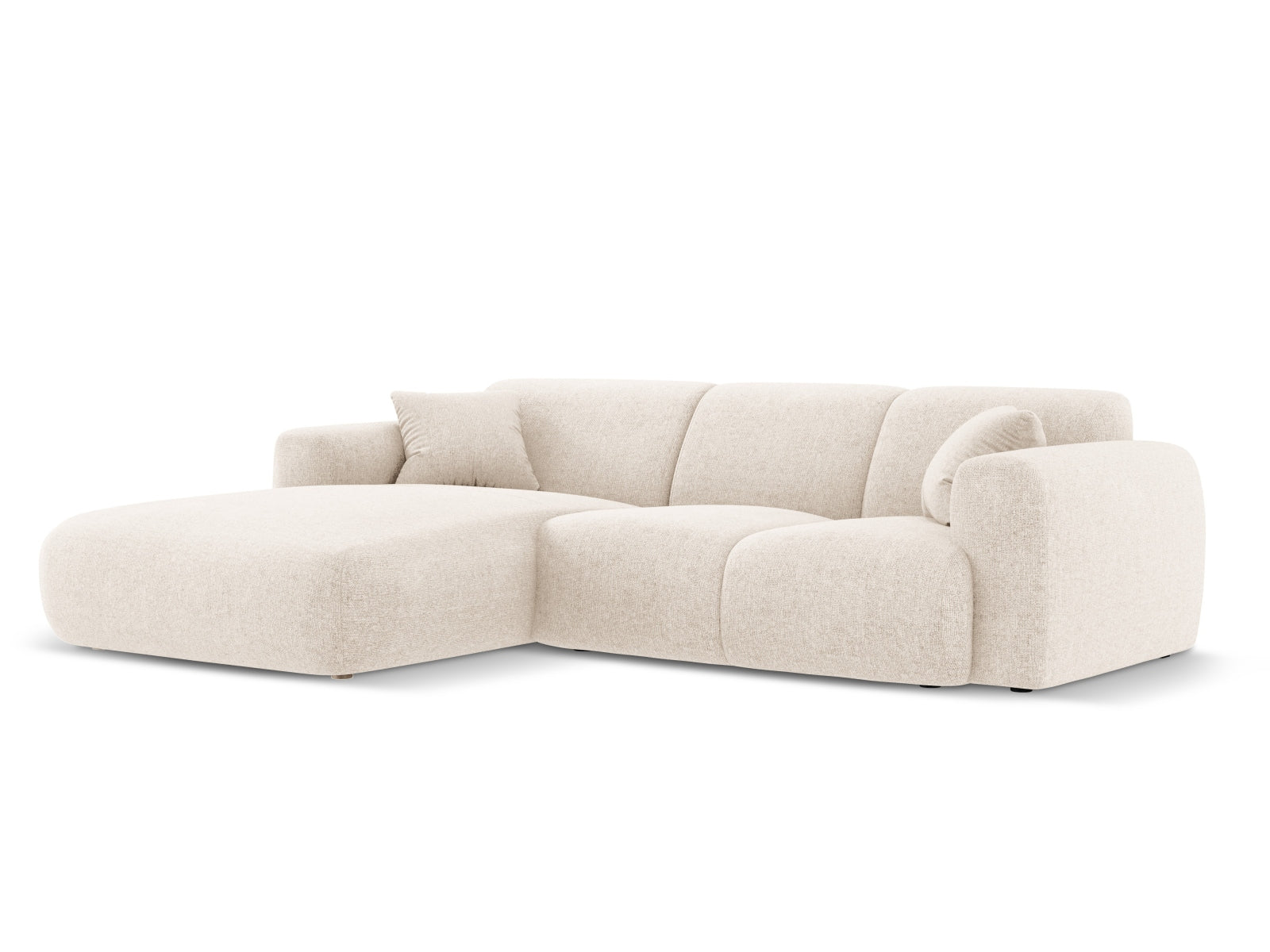 Elegantes Nolio Ecksofa links in sanftem Beige, perfekt für stilvolle Wohnzimmer, entworfen von Cosmopolitan Design.