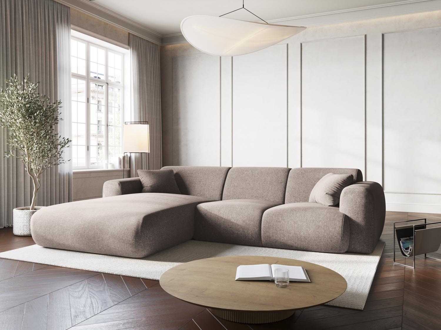 Beige Nolio Ecksofa links 4 Sitzer 170cm von Cosmopolitan Design, stilvoll und modern, ideal für gemütliche Wohnräume.