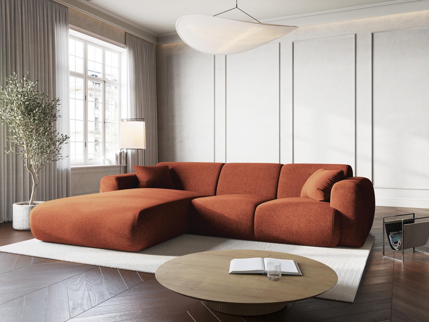 Stylisches Nolio Ecksofa links in Terracotta-Haga, 4-Sitzer, 170cm, ideal für moderne Wohnräume, präsentiert von Cosmopolitan Design.