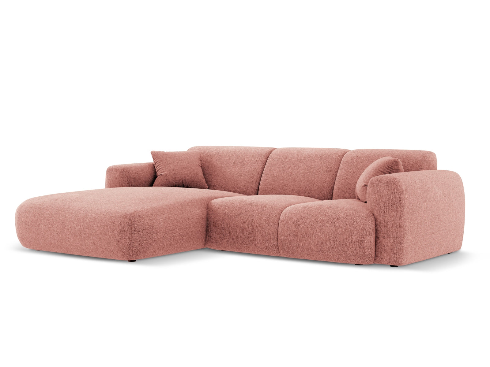 Elegantes Nolio Ecksofa links in sanftem Pink, 4-Sitzer mit 170 cm Breite, perfekt für stilvolle Wohnzimmer, von Cosmopolitan Design.