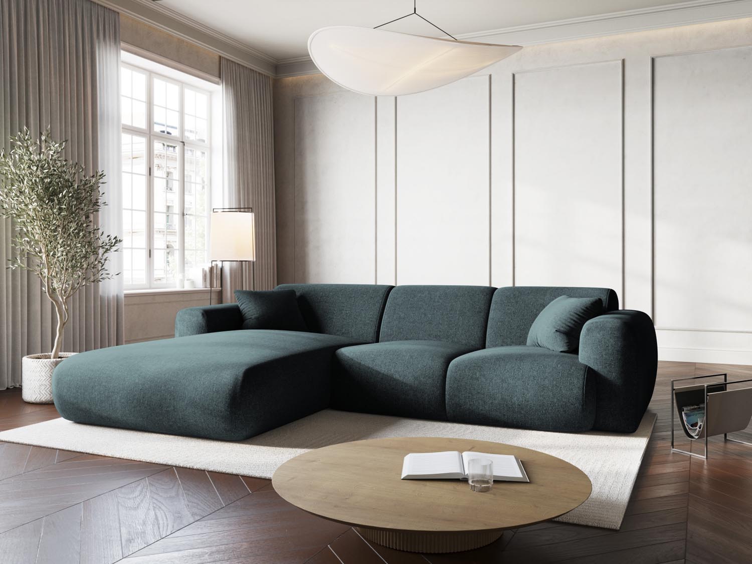 Elegantes Nolio Ecksofa links in Petrol-Haga, 4-Sitzer, 170 cm, stilvoll und modern, ideal für Ihr Wohnzimmer von Cosmopolitan Design.