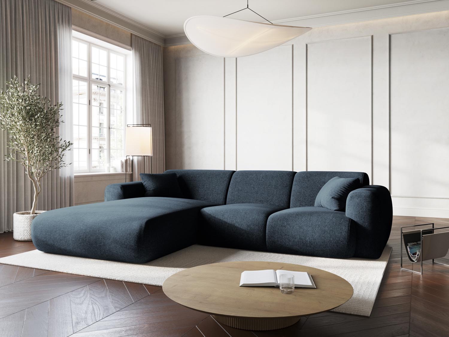 Elegantes Nolio Ecksofa links in Royal Blue, 4-Sitzer mit 170 cm, stilvoll und modern, ideal für jedes Wohnzimmer.