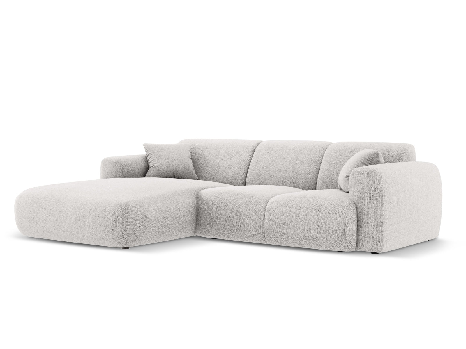 Elegantes Nolio Ecksofa links, 4-Sitzer, 170 cm in sanftem Grau, perfekt für zeitgemäße Wohnkonzepte, designt von Cosmopolitan Design.