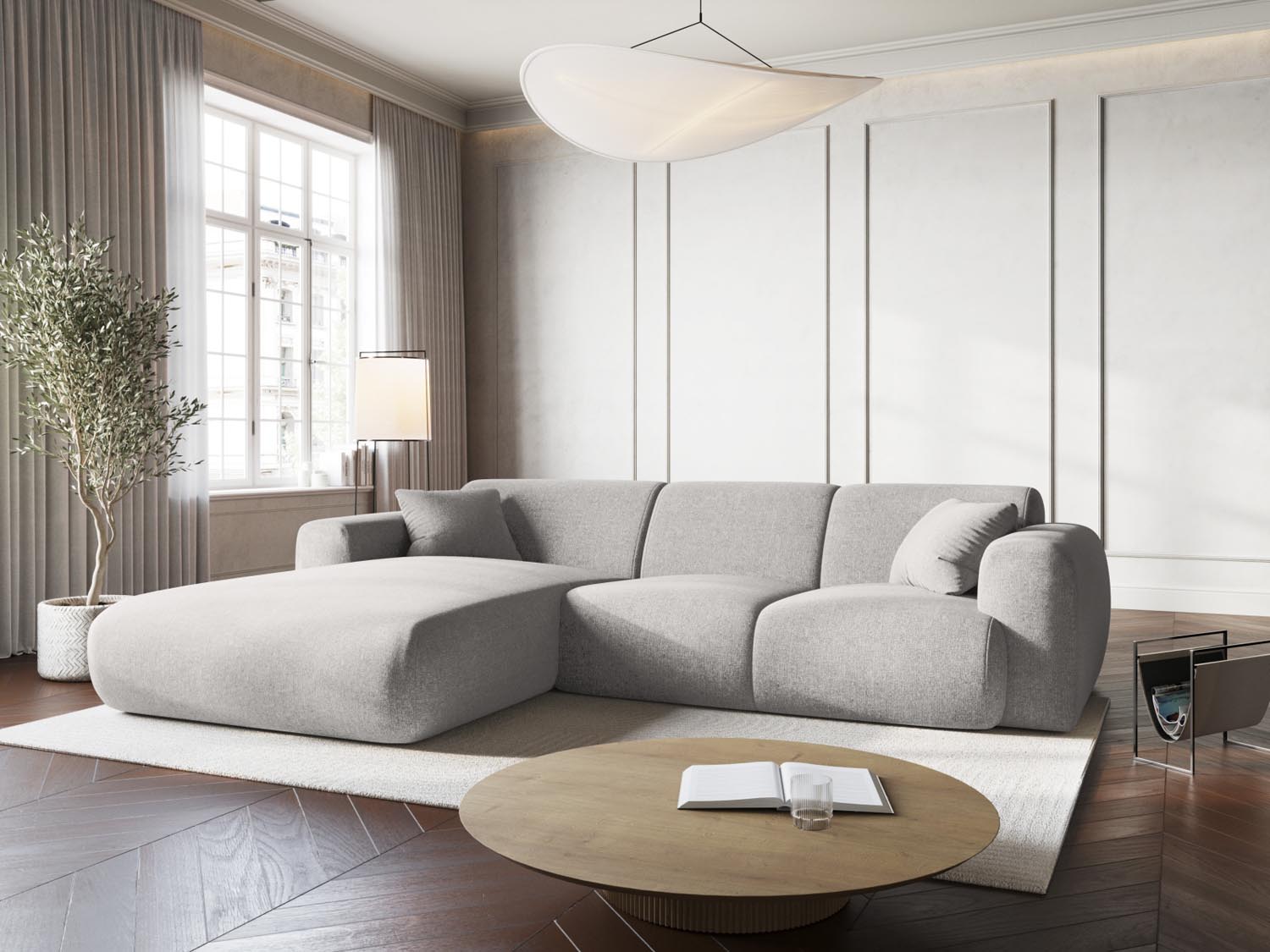 Stylisches Nolio Ecksofa links, 4-Sitzer, 170 cm in hellem Grau, ideal für moderne Wohnräume, präsentiert von Cosmopolitan Design.