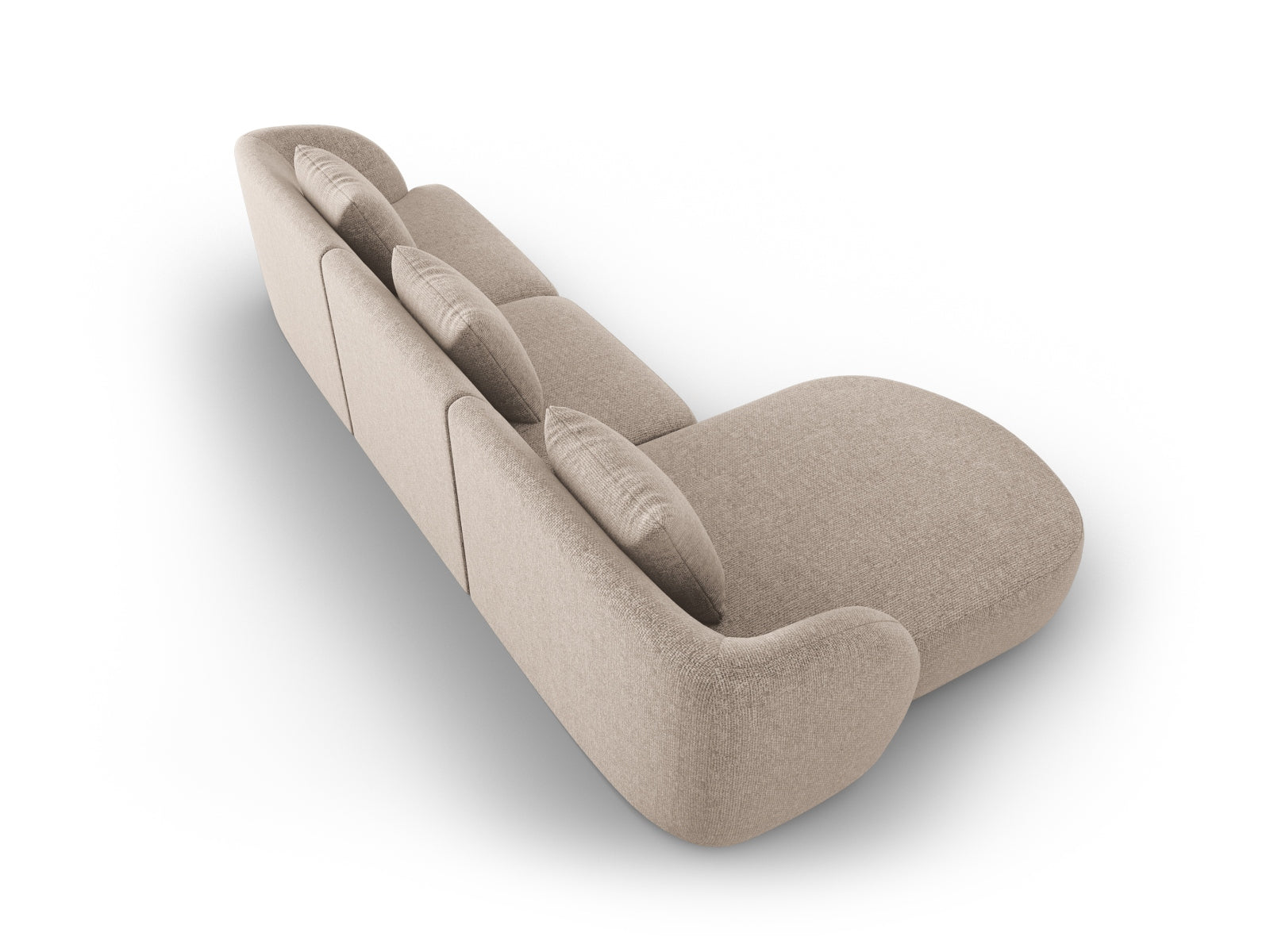 Beige L-Sofa Tulum, 4-Sitzer, 156 cm, elegantes Design von Cosmopolitan, perfekt für stilvolle Wohnzimmer und gemütliche Ecken.