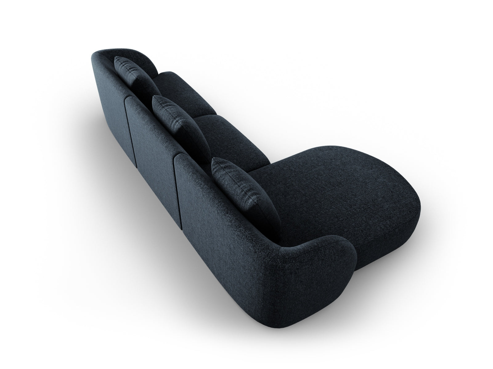 Modernes Tulum Ecksofa links in Royal Blue, 4-Sitzer mit 156 cm, ideal für stilvolle Wohnräume von Cosmopolitan Design.