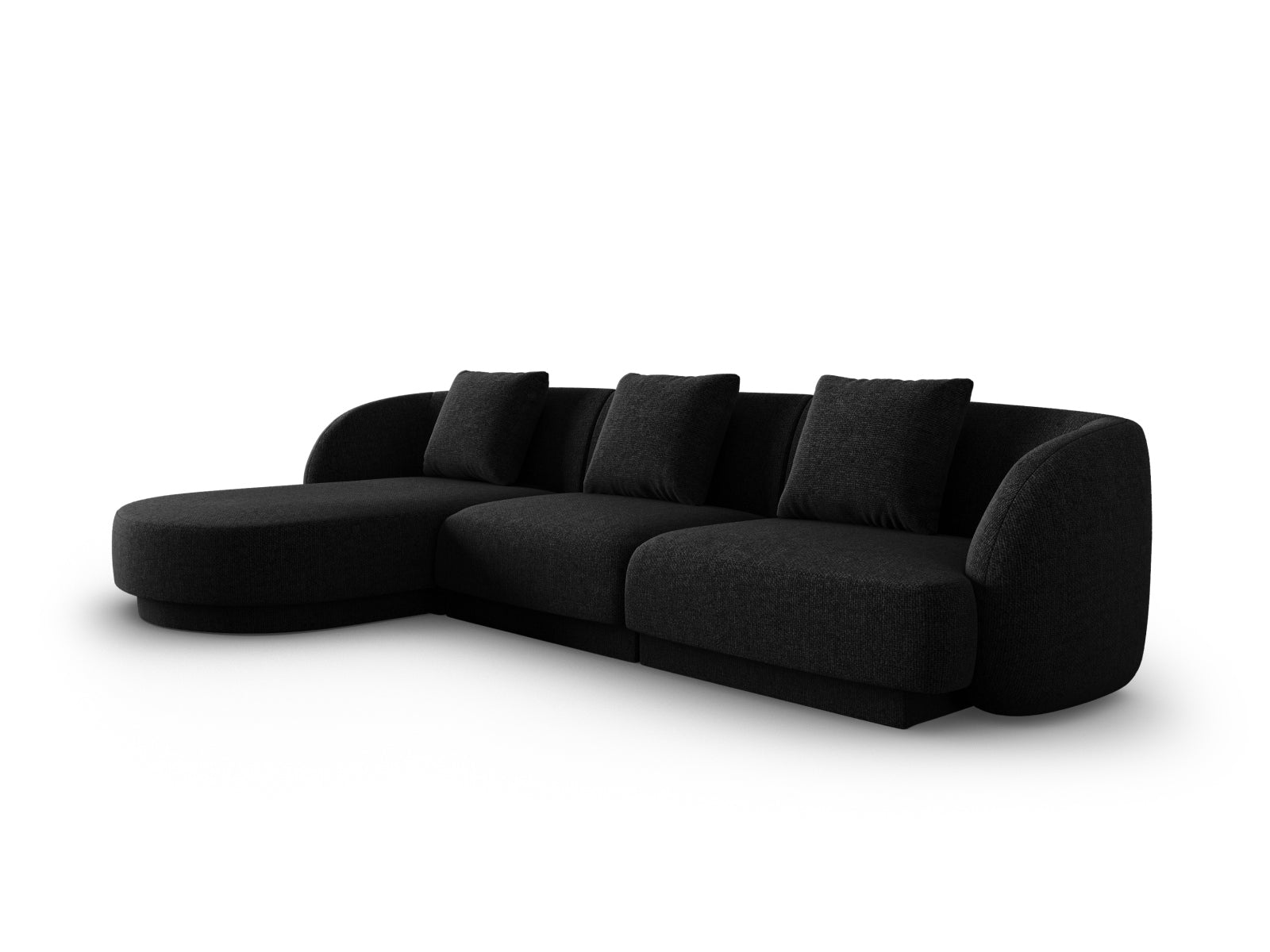 Elegantes Tulum Ecksofa links, 4-Sitzer in Schwarz, ideal für stilvolle Wohnräume. Hochwertiges Design von Cosmopolitan.