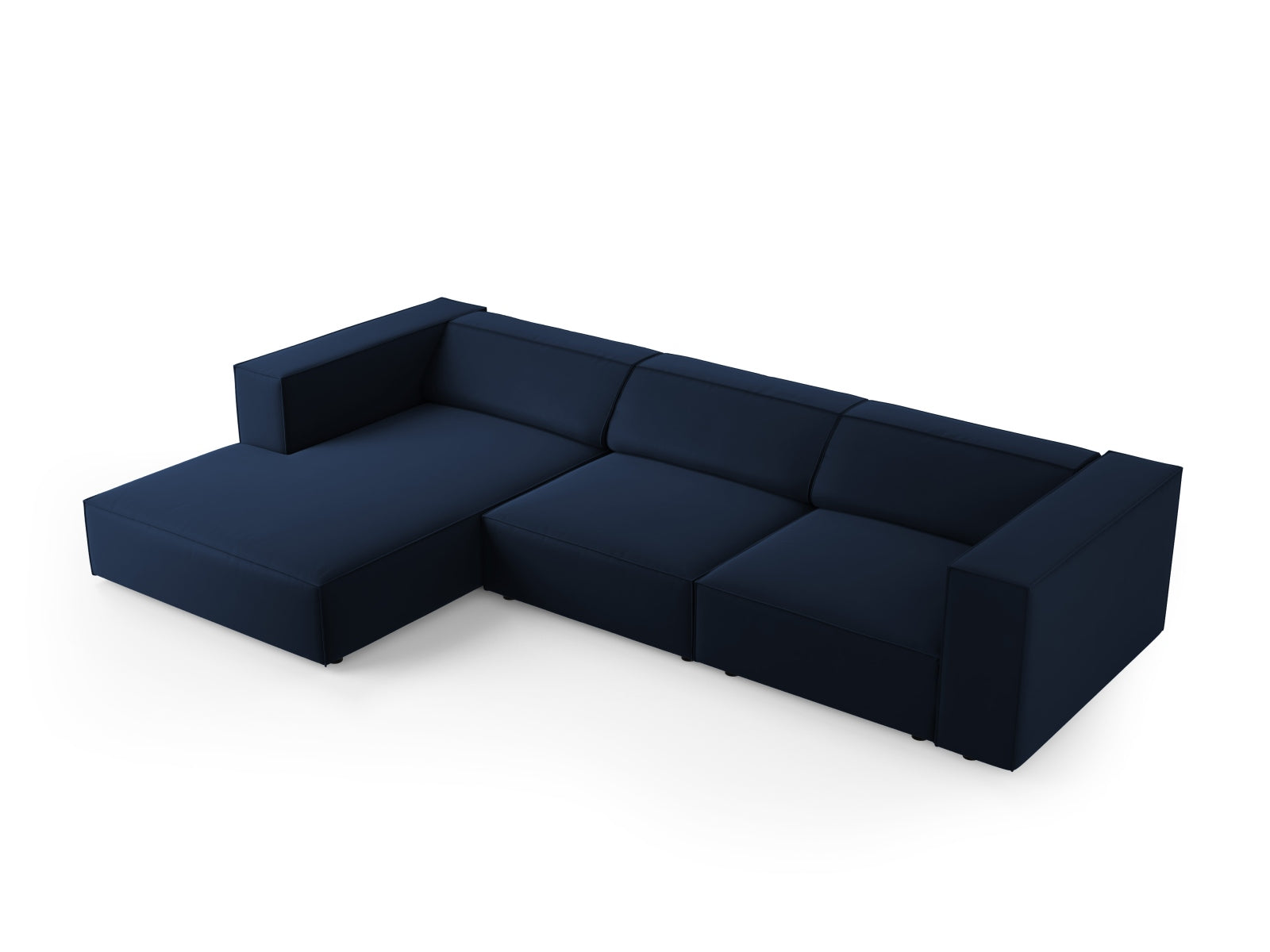 Entdecken Sie das stilvolle Arendal Velour Ecksofa links von Cosmopolitan Design. Ideal für Ihr Wohnzimmer, vereint es modernen Chic und exzellenten Komfort.