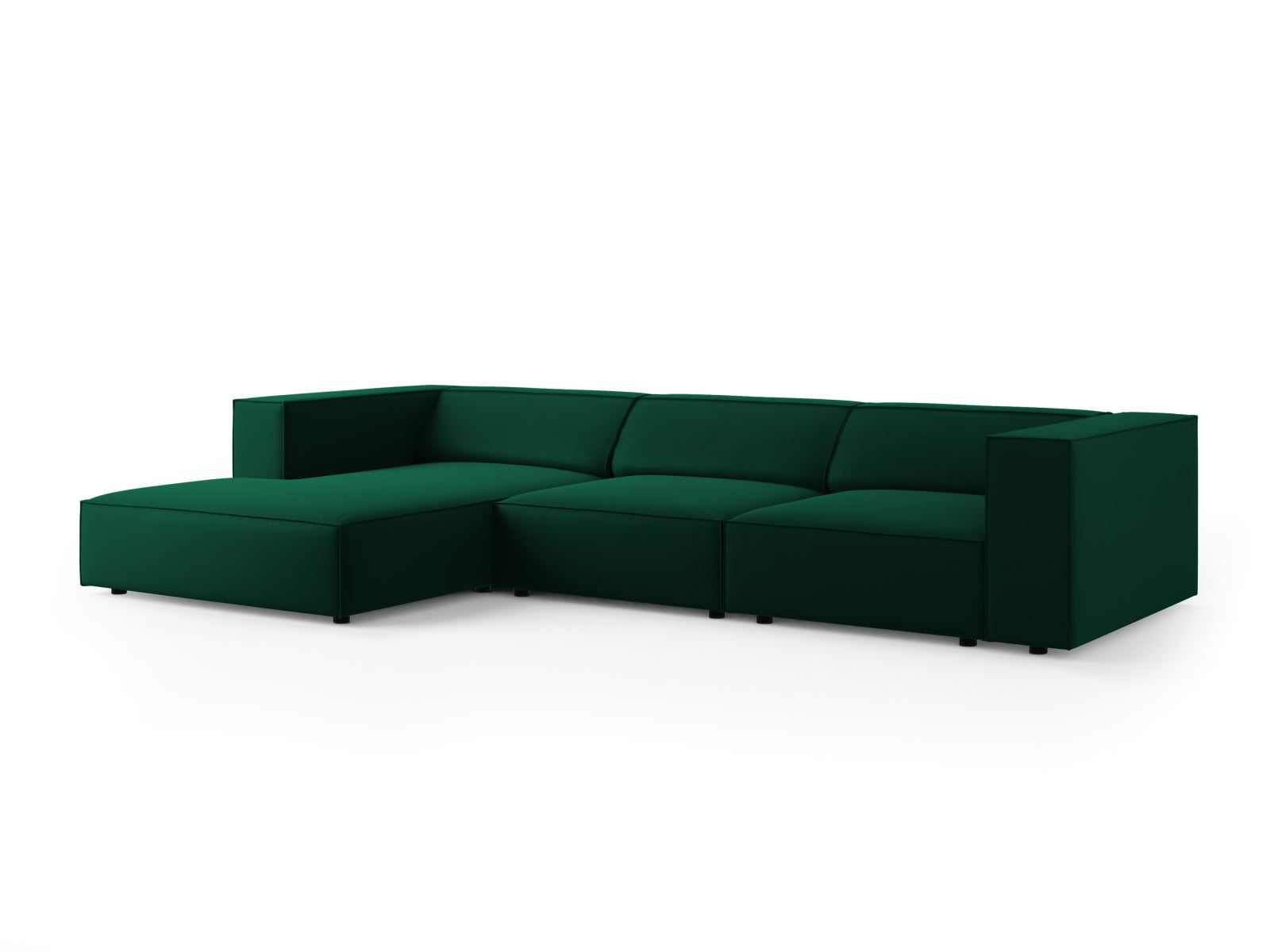 Erleben Sie das elegante Arendal Velour Ecksofa links von Cosmopolitan Design. Perfekt für Ihr Wohnzimmer, bietet es modernen Stil und höchsten Sitzkomfort.