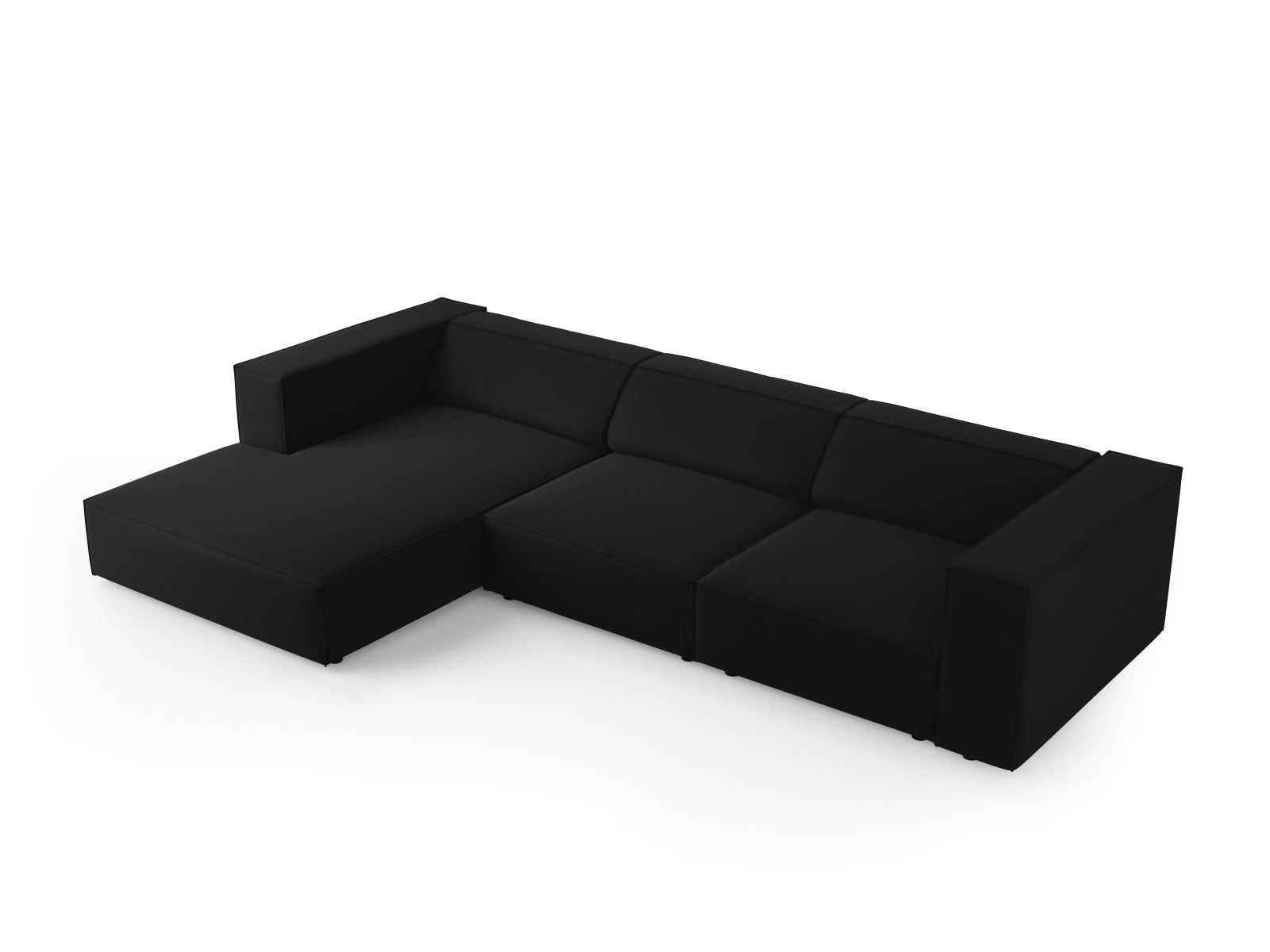 Erleben Sie das elegante Arendal Velour Ecksofa links von Cosmopolitan Design. Perfekt für Ihr Wohnzimmer, bietet es modernen Stil und höchsten Komfort.