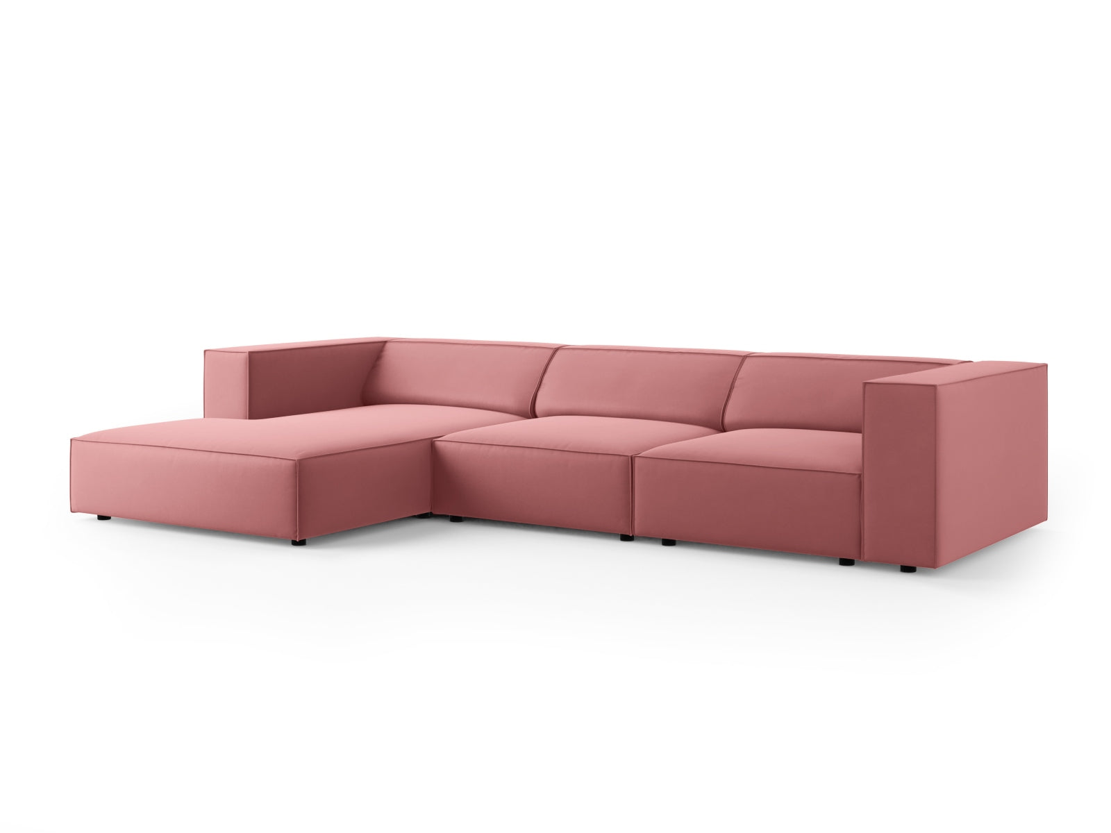 Erleben Sie das elegante Arendal Velour Ecksofa links von Cosmopolitan Design. Perfekt für Ihr Wohnzimmer, bietet es modernen Stil und höchsten Komfort.