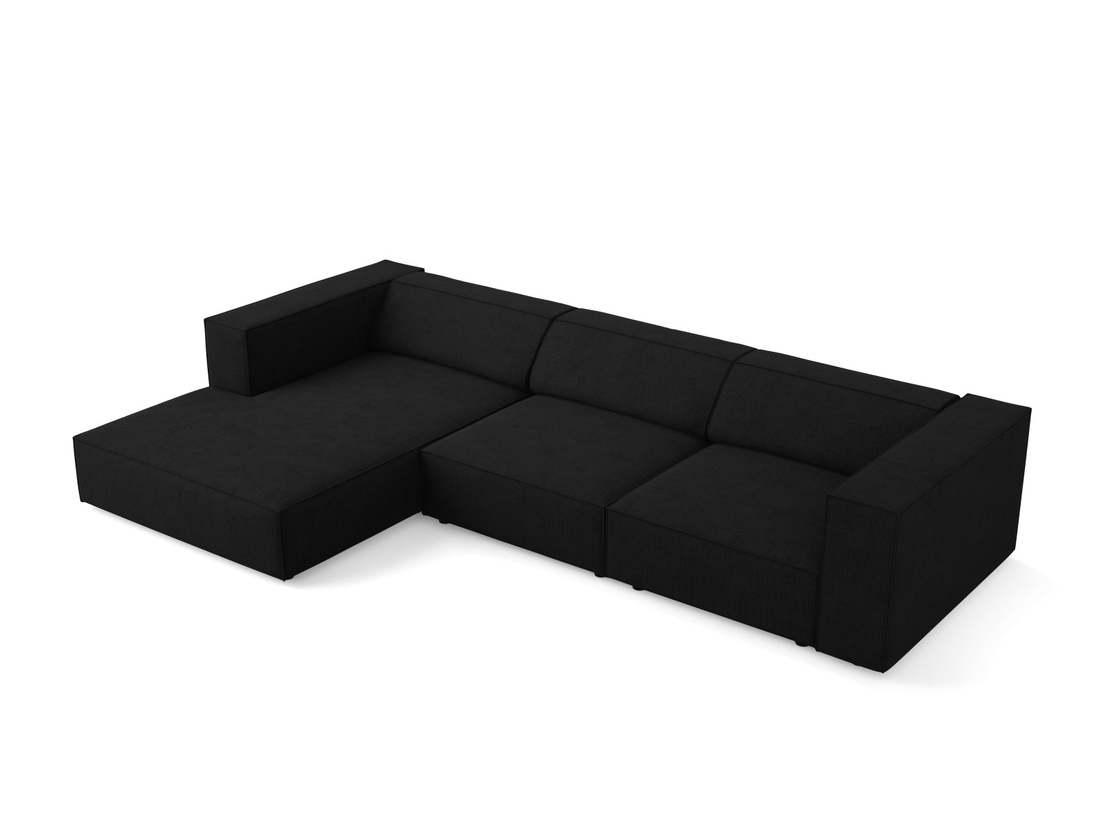 Elegantes Arendal Ecksofa links für 4 Personen in zeitlosem Schwarz, ideal für stilvolle Wohnräume und entspannte Abende.
