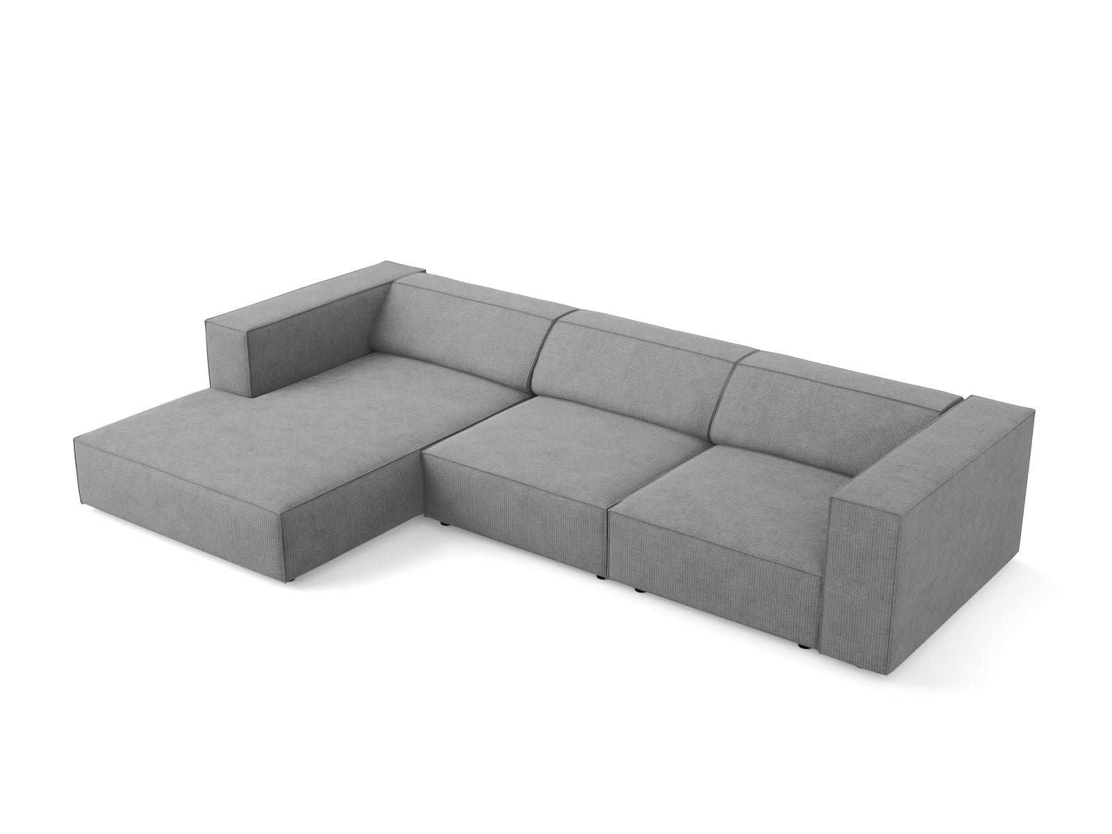 Modernes Arendal Ecksofa links in zeitlosem Dunkelgrau, ideal für gemütliche Abende im Wohnzimmer. 4-Sitzer von Cosmopolitan Design.