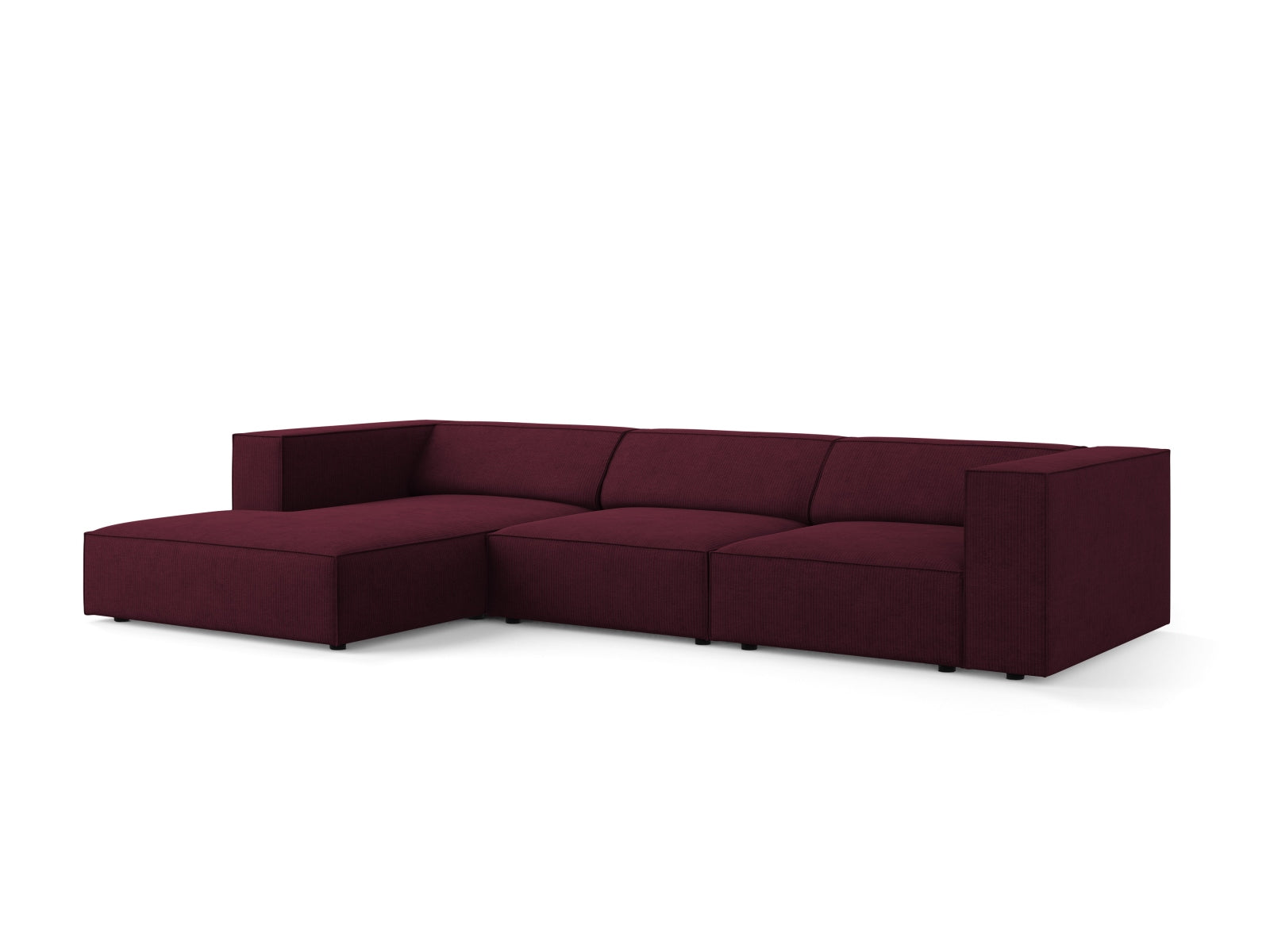 Elegantes Arendal Ecksofa links, 4-Sitzer in Ruby-Brave Me, ideal für stilvolle Wohnräume. Hochwertiges Design von Cosmopolitan.