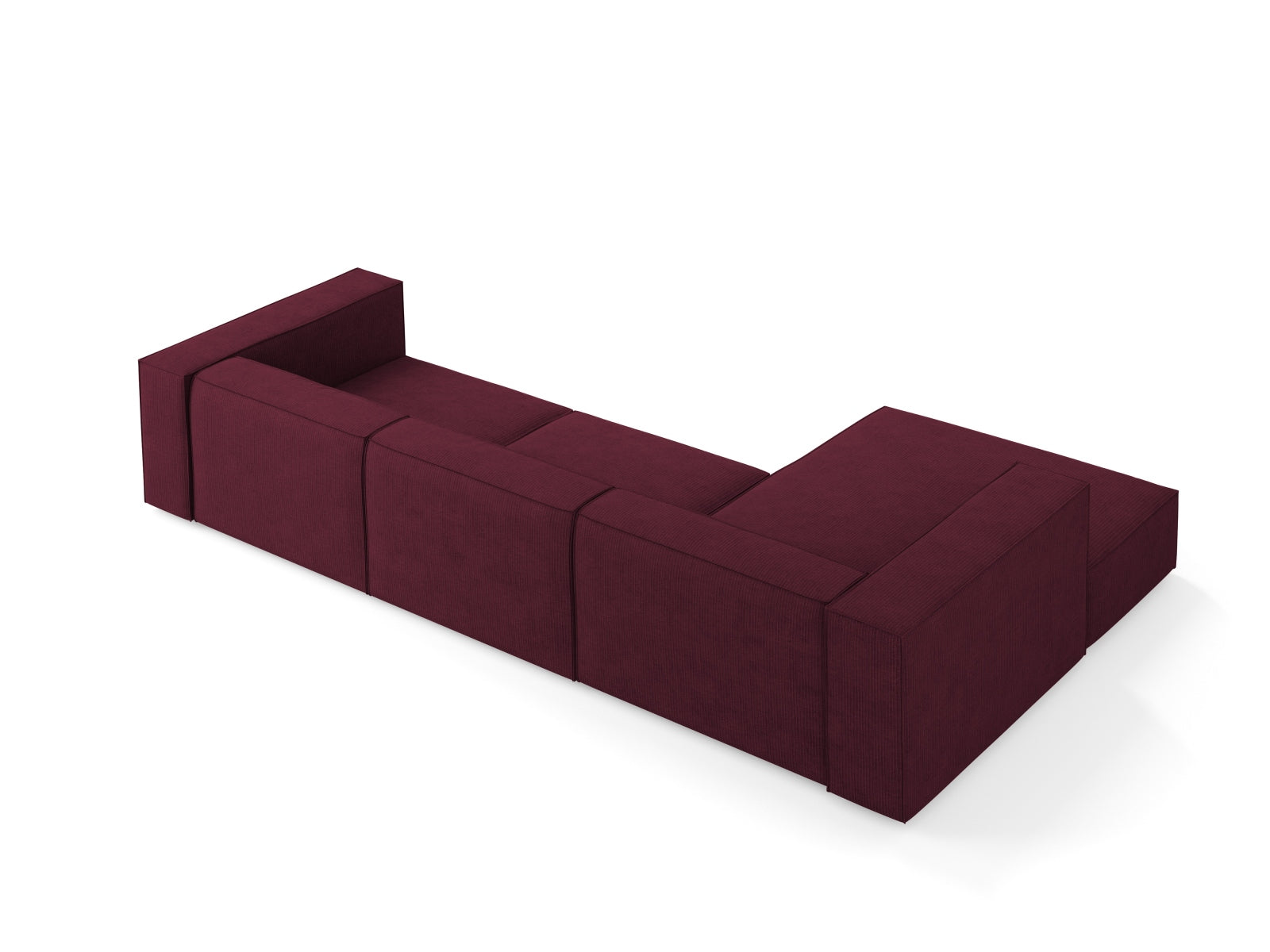 Modernes 4-Sitzer Arendal Ecksofa links in Ruby-Brave Me, perfekt für gemütliche und stilvolle Wohnlandschaften. Hochwertige Verarbeitung von Cosmopolitan.