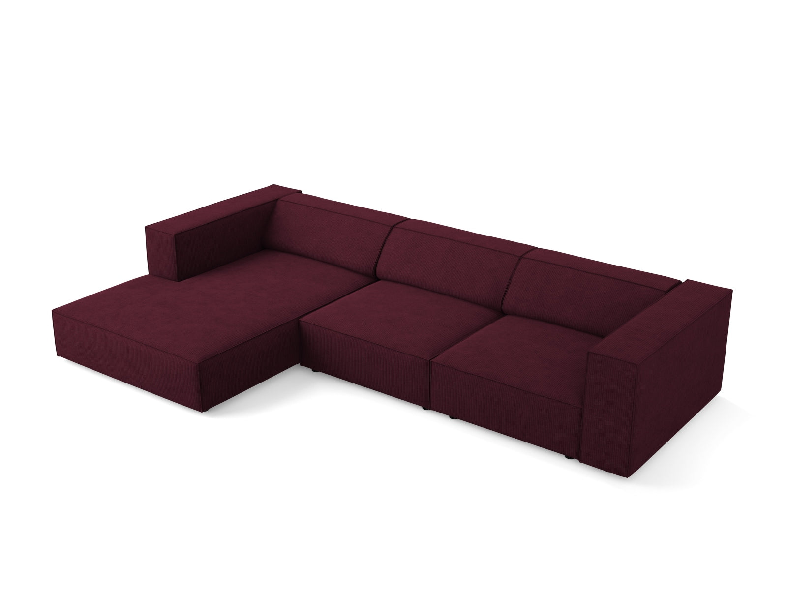 Elegantes Arendal Ecksofa links für 4 Personen in Ruby-Brave Me, ideal für stilvolle und einladende Wohnräume. Hochwertige Materialien von Cosmopolitan Design.