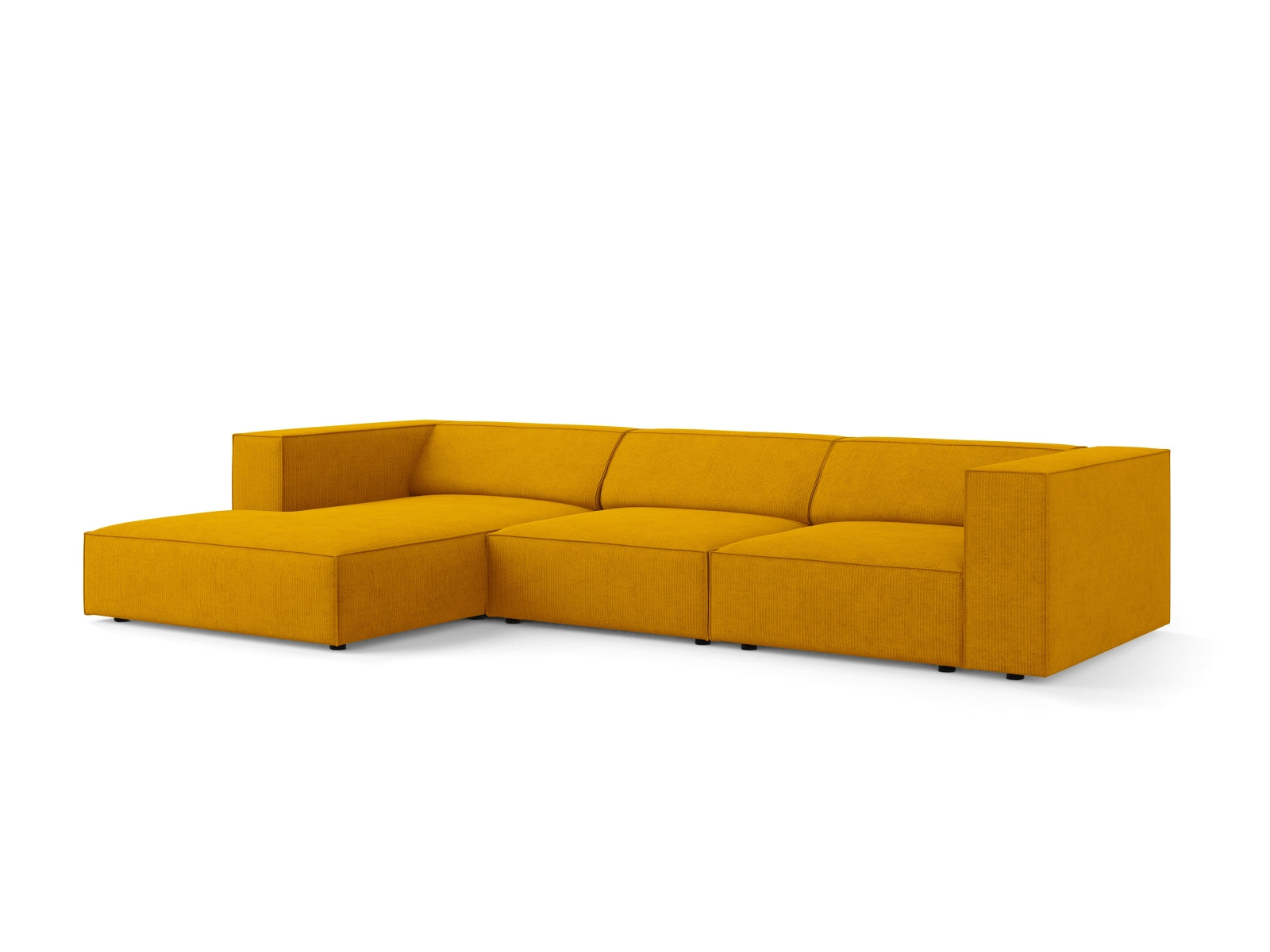 Stylisches Arendal Ecksofa links in Mustard, 4-Sitzer von Cosmopolitan Design, ideal für moderne Wohnräume.