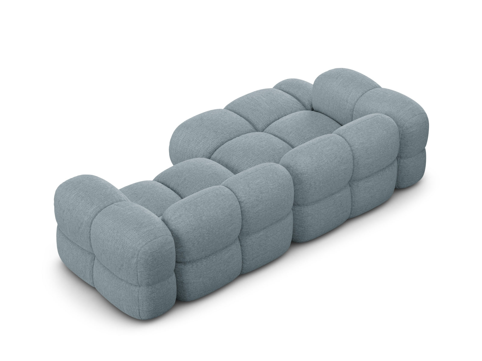 Modernes Loretto Ecksofa in sanftem Pastellblau, 3-Sitzer, 147 cm, perfekt für gemütliche und stilvolle Wohnambiente von Cosmopolitan Design.