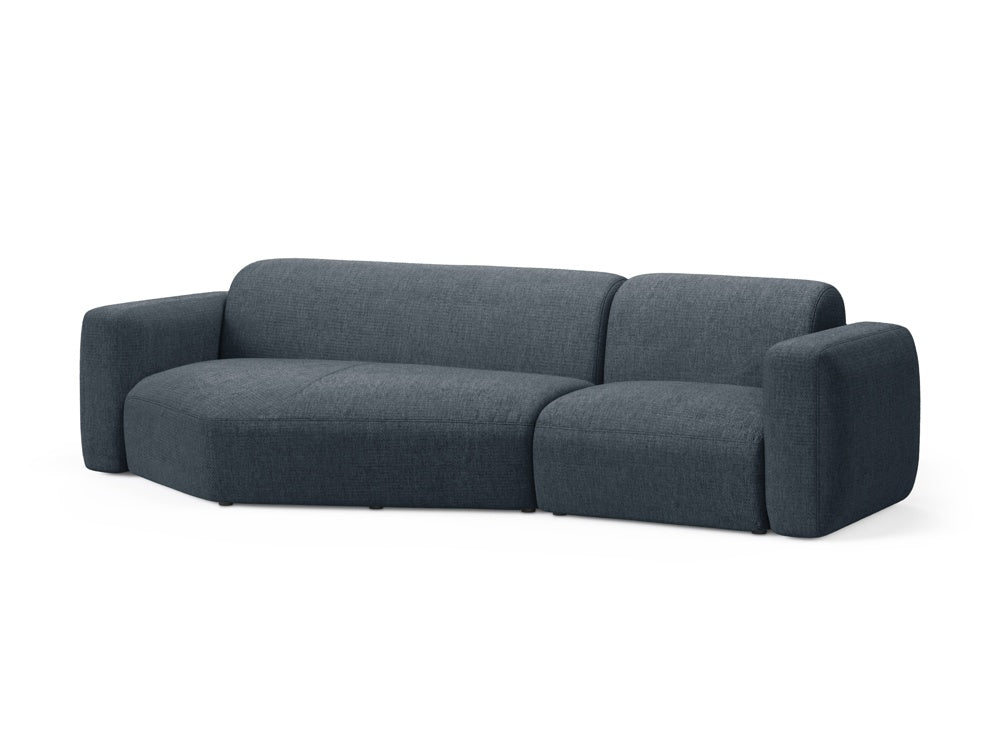 Elegantes Strino Ecksofa links in Dunkelblau, 3-Sitzer, ideal für stilvolle Wohnräume, erhältlich bei KAQTU Design AG.