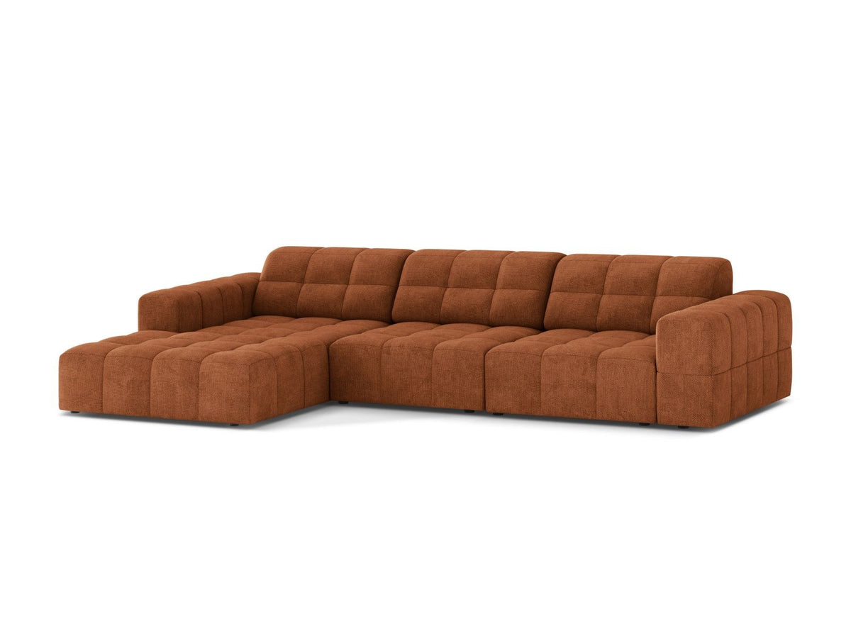 Ecksofa links Chicago in Light Beige mit Eden-Stoff, Massivholzrahmen, Kunststoffbeinen und Récamiere, Cosmopolitan Design