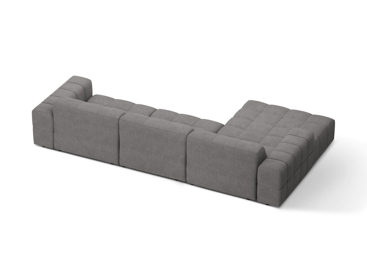 Ecksofa links Chicago in Light Beige mit Eden-Stoff, Massivholzrahmen, Kunststoffbeinen und Récamiere, Cosmopolitan Design