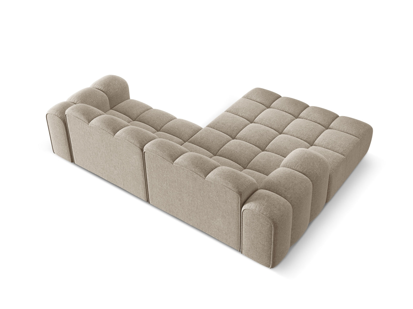 Stilvolles 3-Sitzer Ecksofa Treno in edlem Dunkelbeige, perfekt für zeitgemäße Wohnkonzepte, erhältlich bei Cosmopolitan Design.