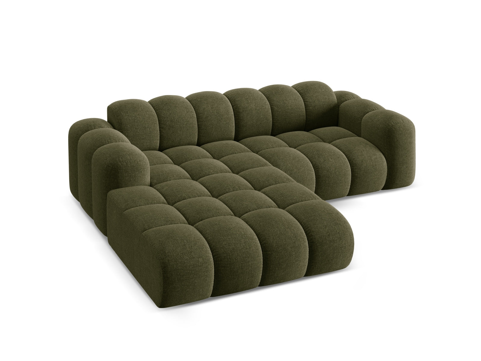 Elegantes 3-Sitzer Ecksofa Treno in der Farbe Green-Eden, ideal für stilvolle Wohnräume und entspannte Stunden, erhältlich bei Cosmopolitan Design.