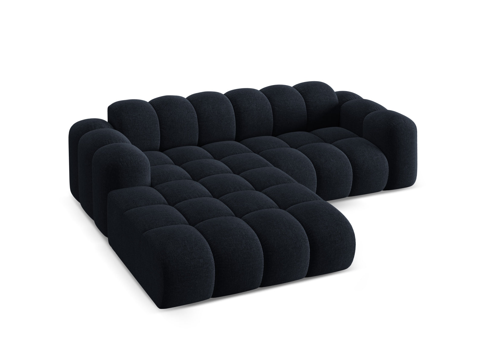 Elegantes 3-Sitzer Ecksofa Treno in Navy Blue-Eden, ideal für stilvolle Wohnräume und entspannte Stunden, von Cosmopolitan Design.