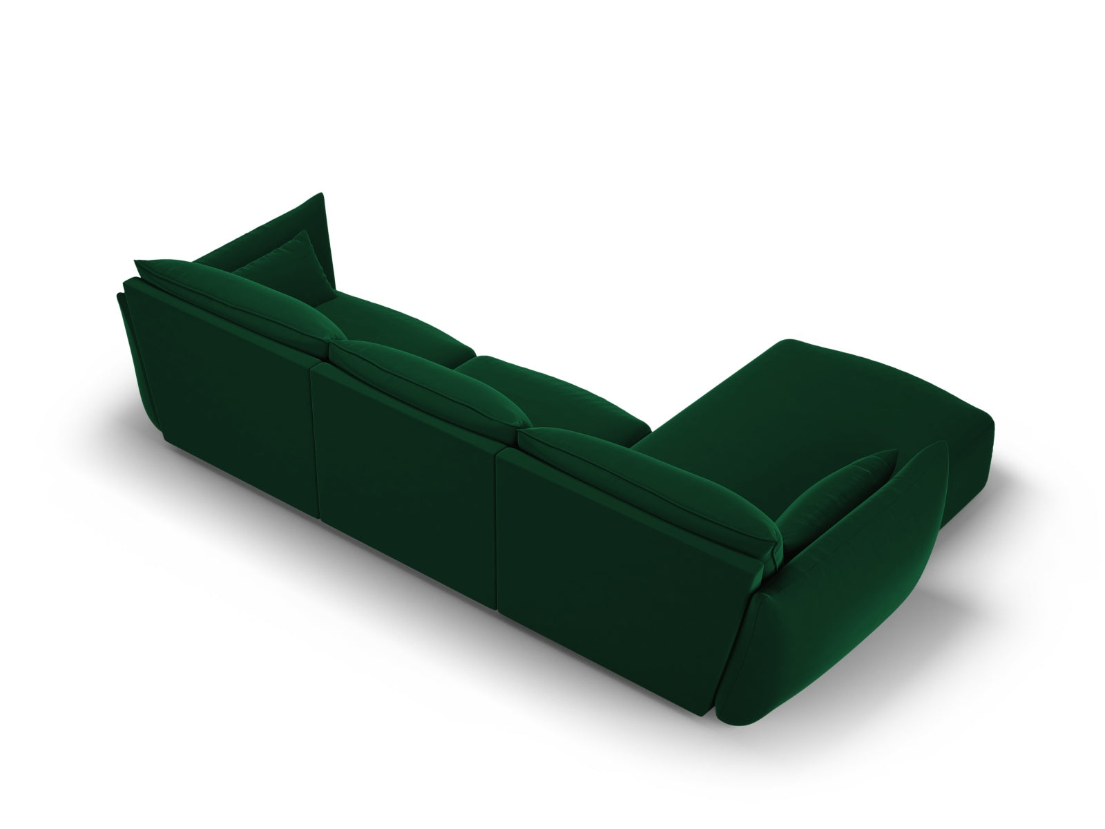 Elegantes 4-Sitzer Ecksofa links Matera in edlem Bottle Green, ideal für stilvolle Wohnräume und entspannte Stunden von Cosmopolitan Design.